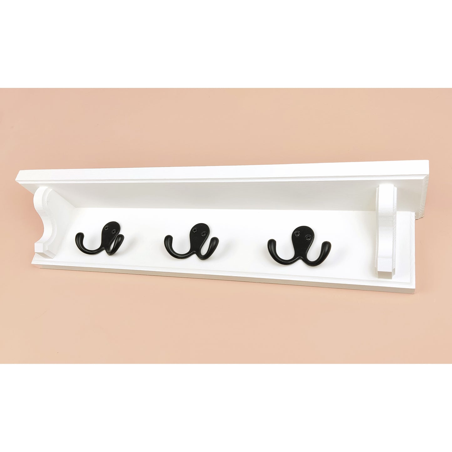Solid Wooden Coat Rack with Shelf | Double Hooks & Hidden Fittings – Handmade – Made to Order
