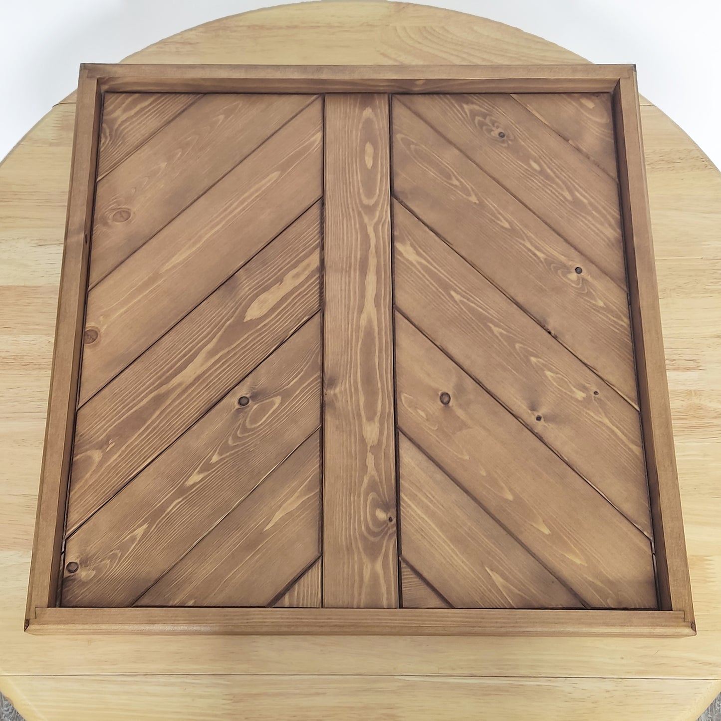 Handmade Ottoman Tray – Solid Pine in Oak Stain with Lacquer Finish