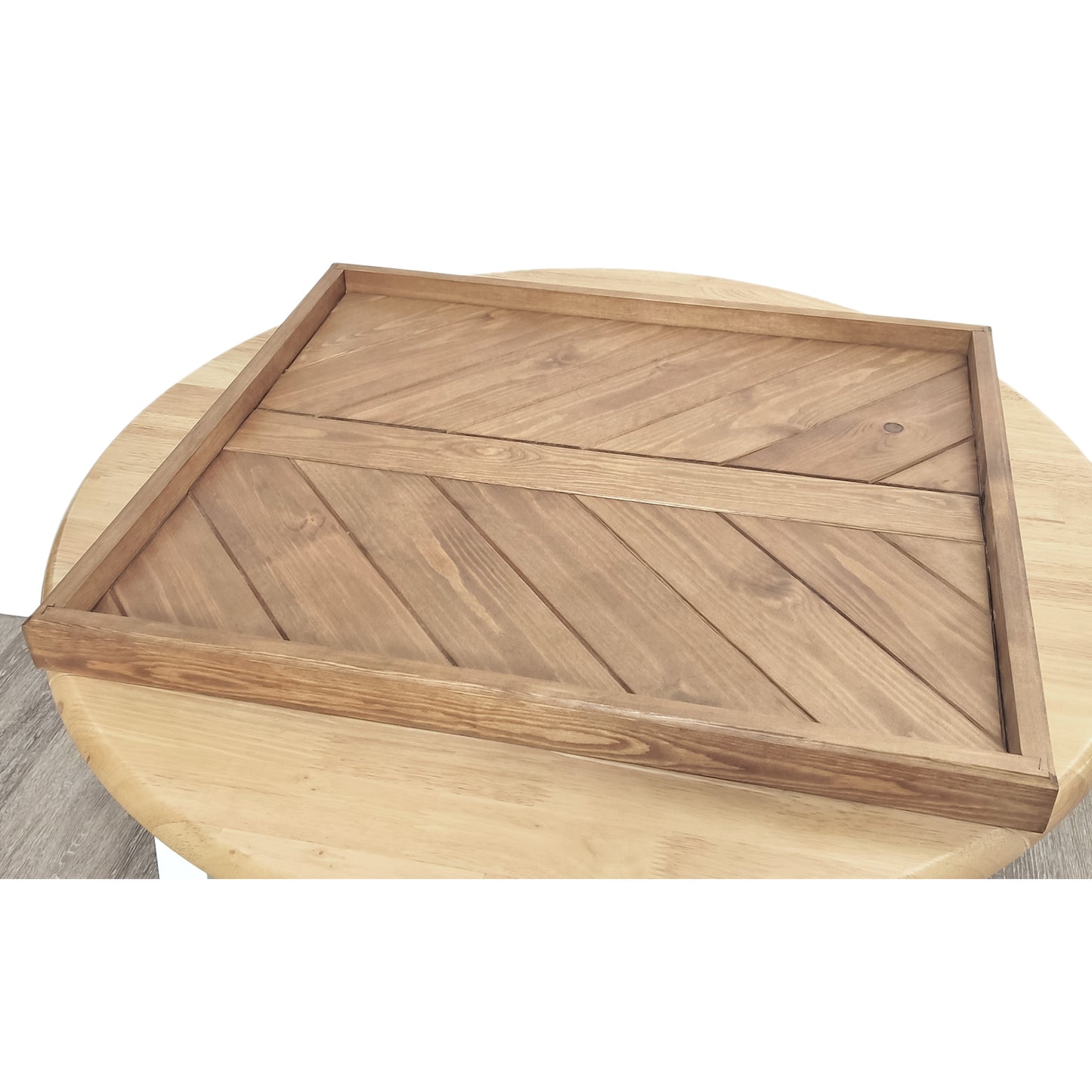 Handmade Ottoman Tray – Solid Pine in Oak Stain with Lacquer Finish
