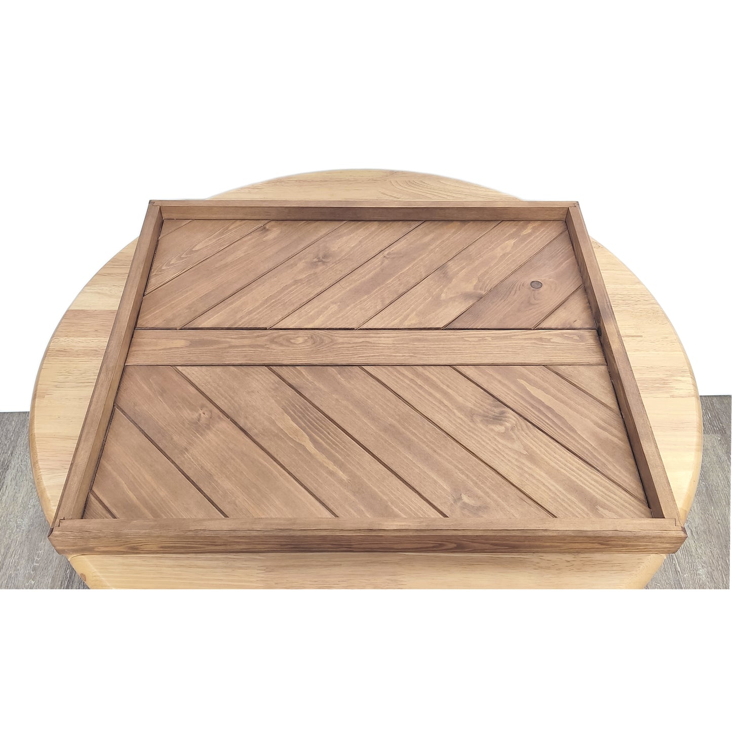 Handmade Ottoman Tray – Solid Pine in Oak Stain with Lacquer Finish