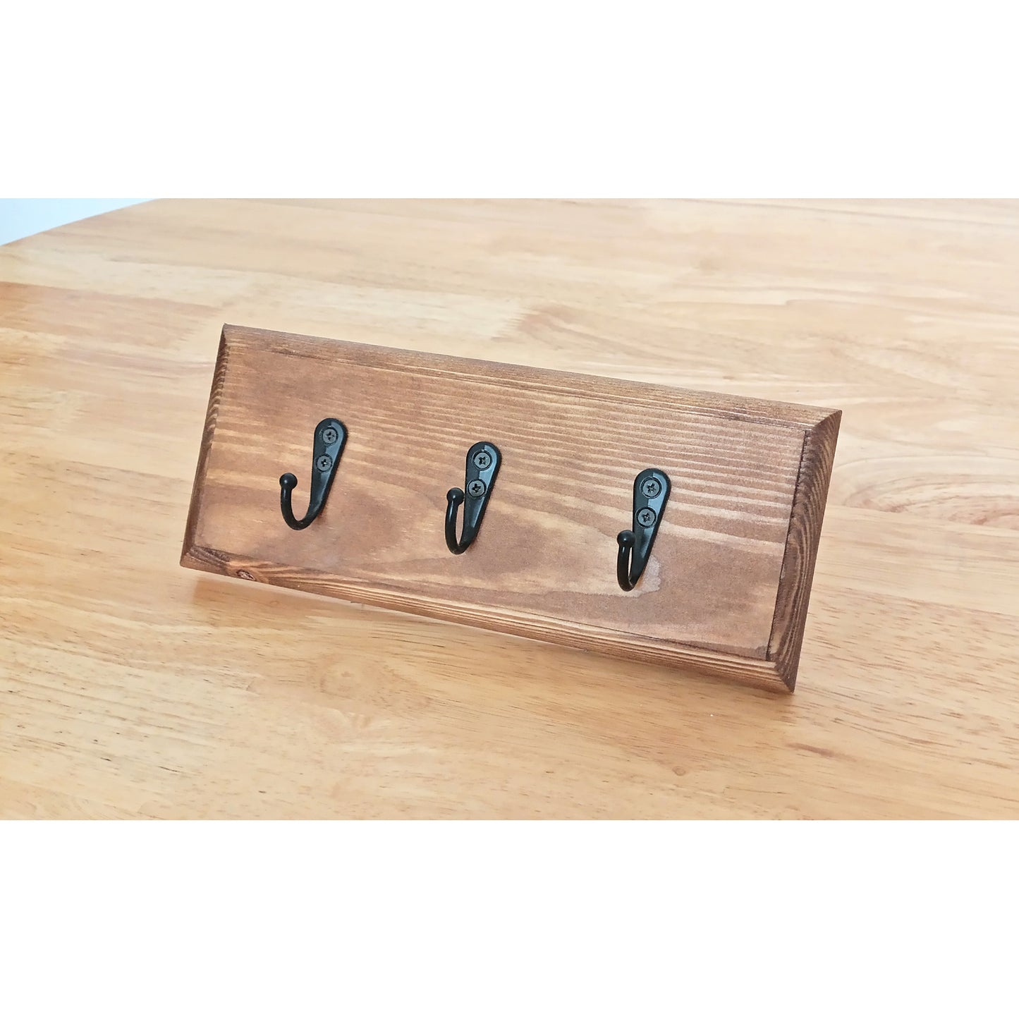 Floating Wooden Key Rack in an Oak Stain and Lacquered Finish with Hidden Fixings - Made to Order