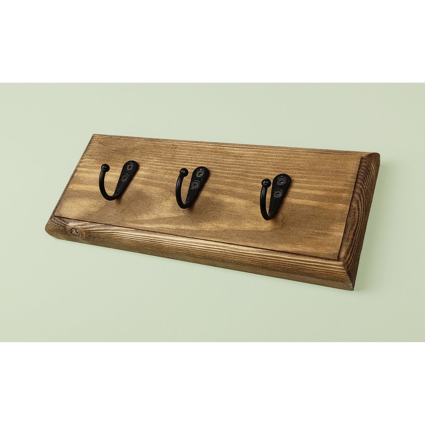 Floating Wooden Key Rack in an Oak Stain and Lacquered Finish with Hidden Fixings - Made to Order