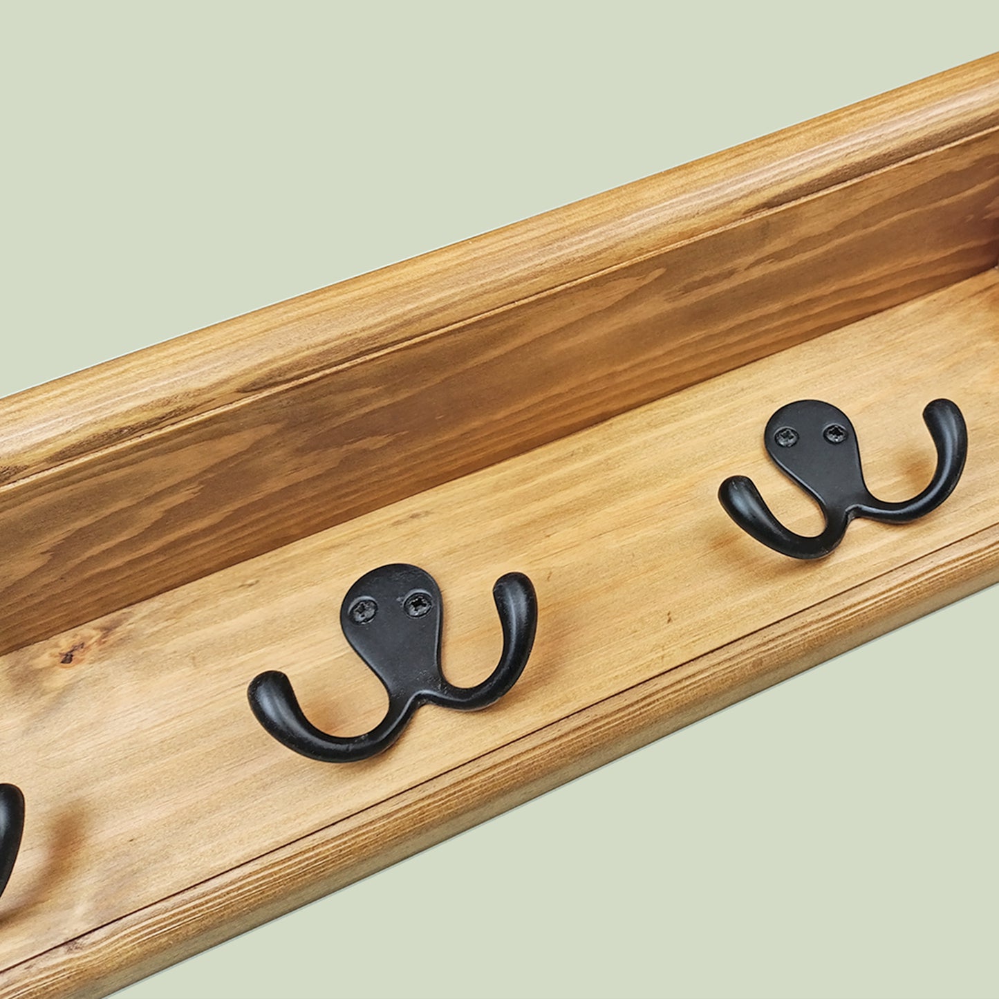 Solid Wooden Coat Rack With Shelf, Double Hooks and Hidden Fittings - Made to Order