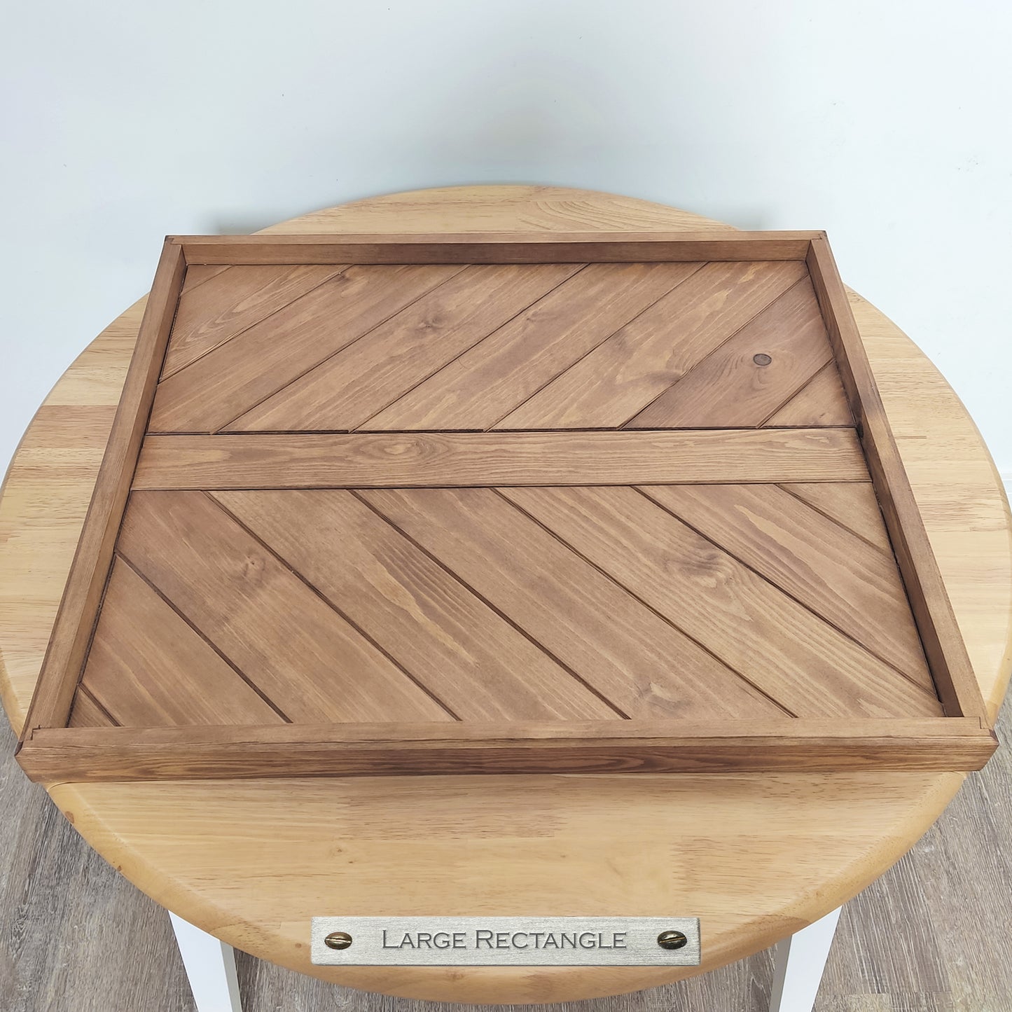 Handmade Ottoman Tray – Solid Pine in Oak Stain with Lacquer Finish