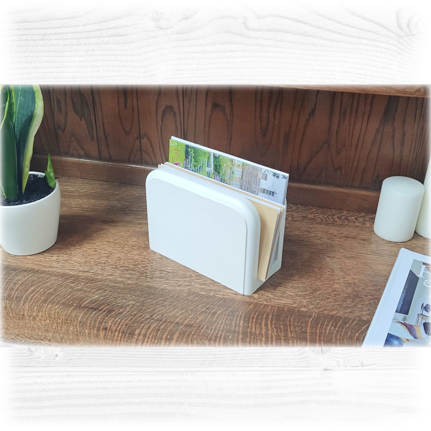 Solid Wooden Letter Holder – White Chalk Paint and Lacquered Finish – Made to Order
