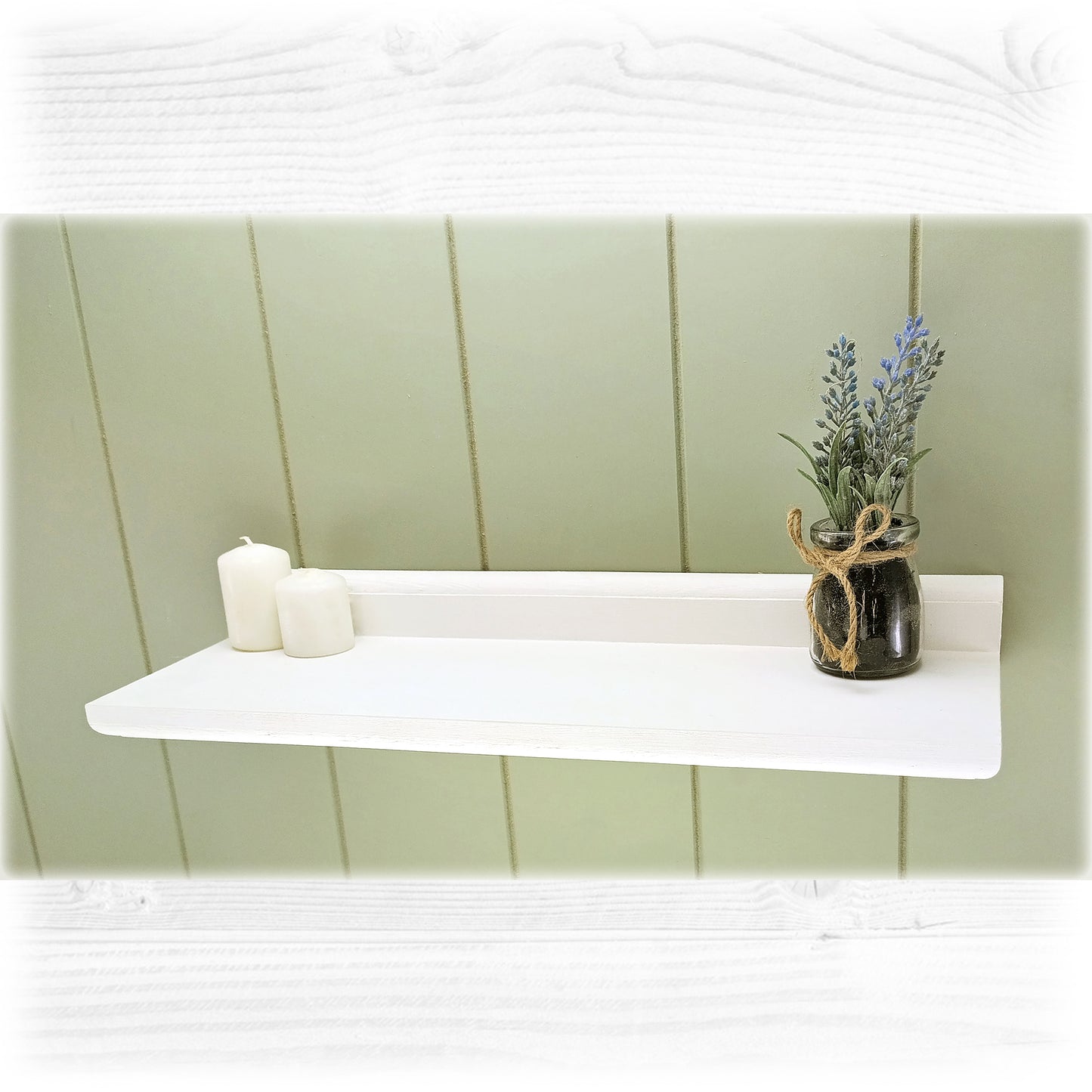 High Backed Wooden Shelf in White with Hidden Fixings - Made to Order