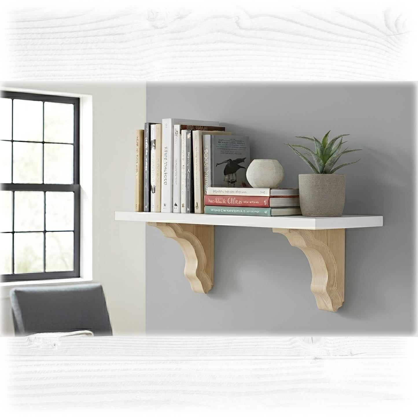 Pair of Handmade Wooden Corbels - Classic Traditional Pine Shelf Brackets | In Stock