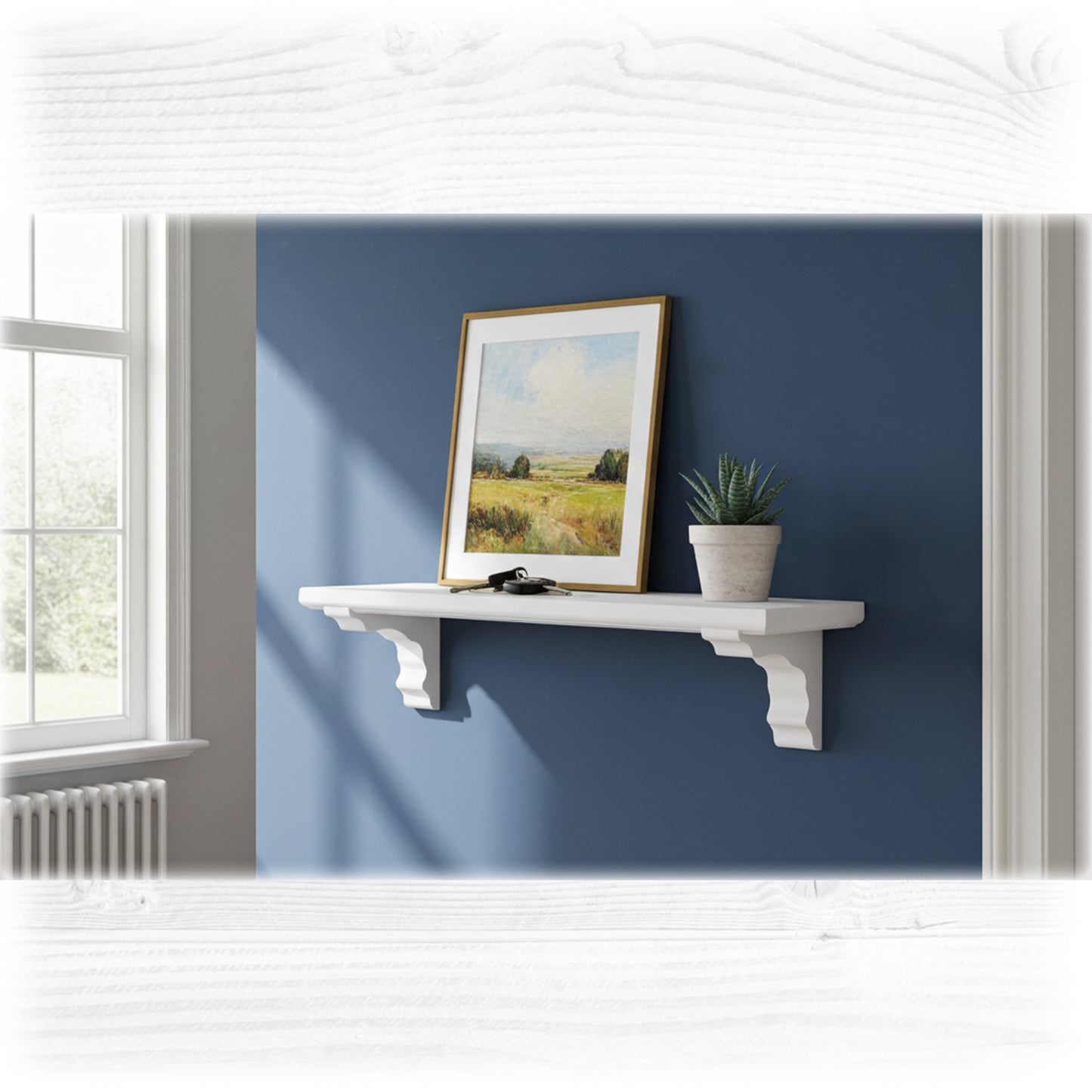 White Wooden Shelf with Classic Support – Handmade Wall Shelf with Hidden Fixings | Made to Order
