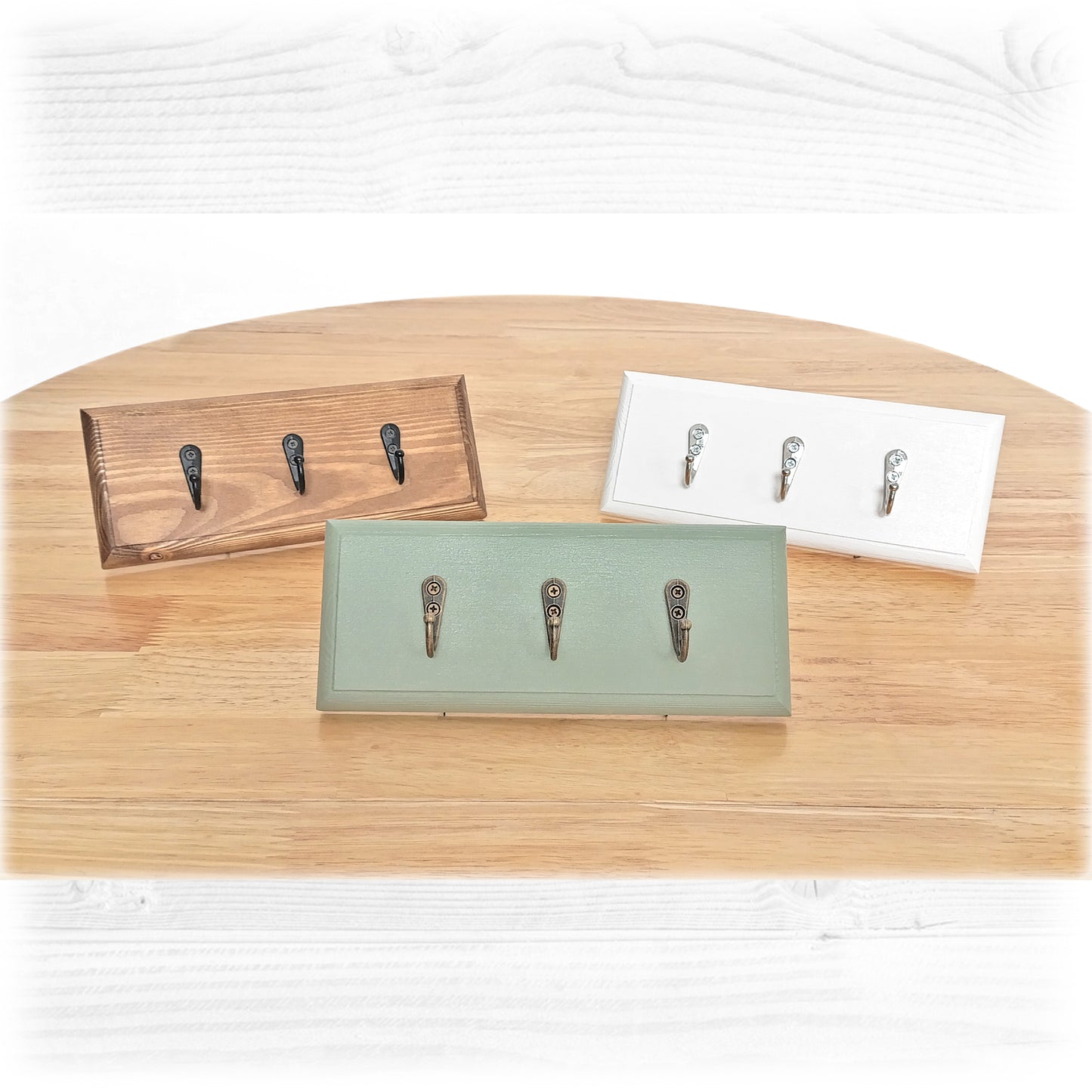 Floating Wooden Key Rack – White Chalk Paint Finish – Hidden Fixings – Handmade Wall Mounted Key Holder – Made to Order
