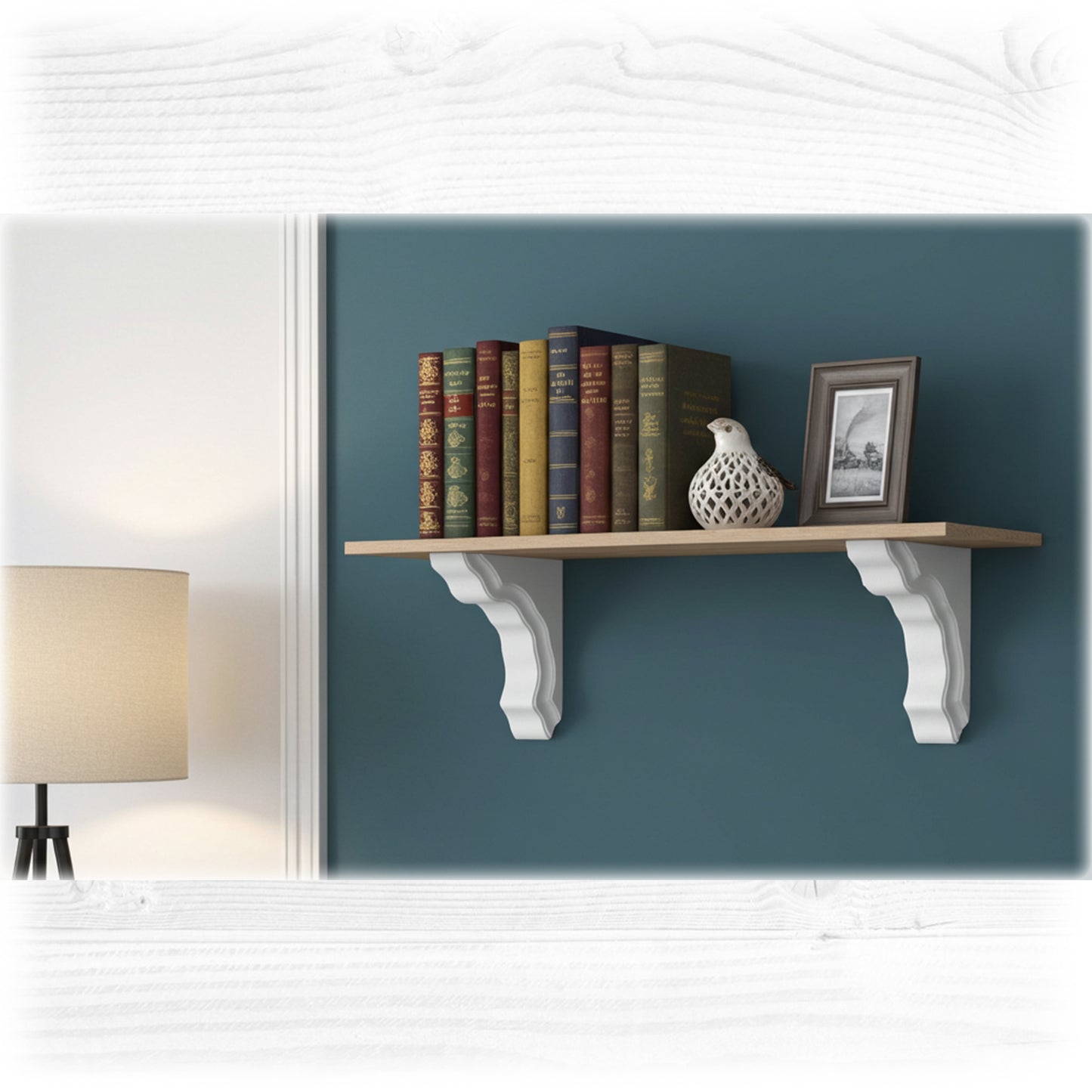 Decorative Wooden Shelf Brackets Pair – Pine Corbels with Moulded Edge | Stock Item