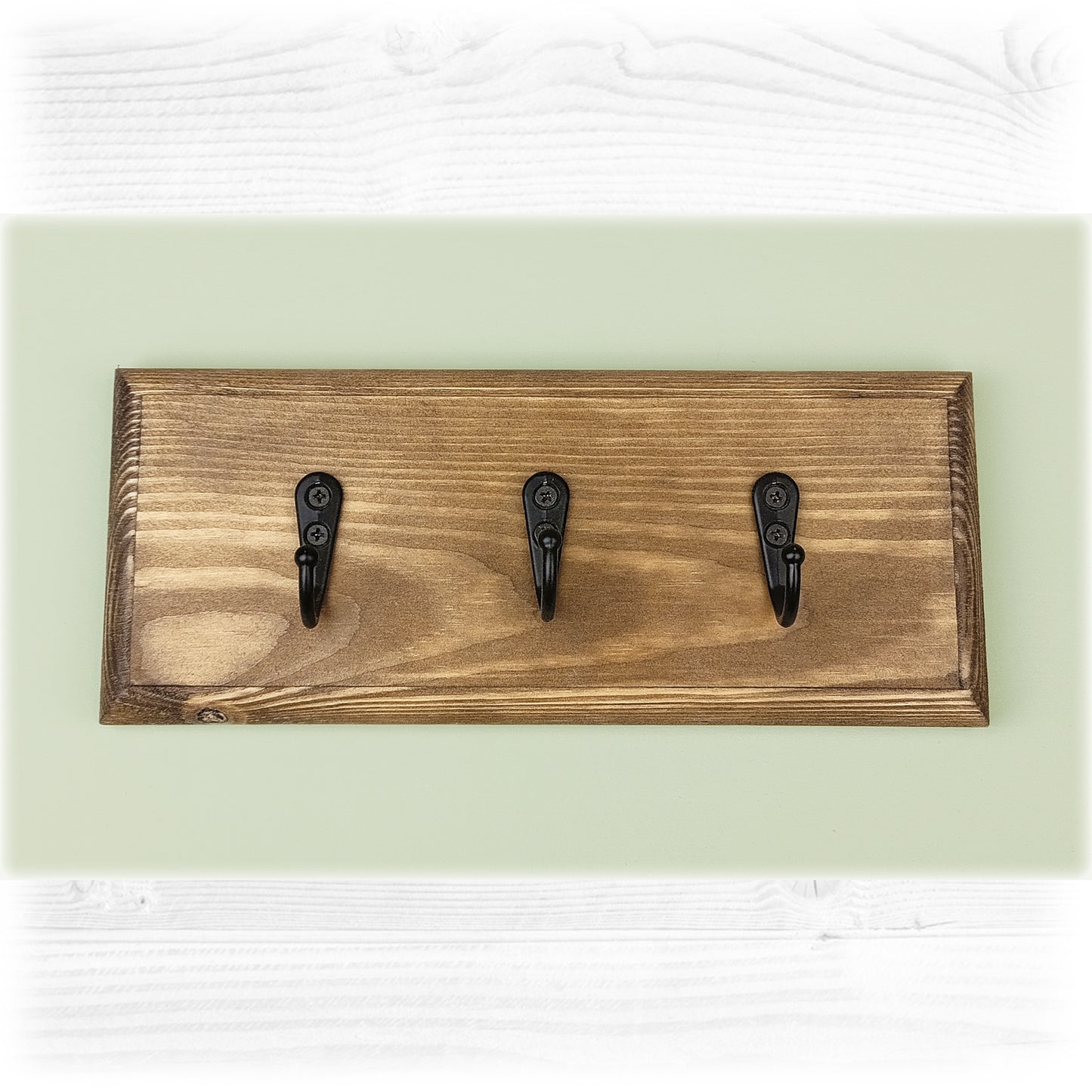 Floating Wooden Key Rack in an Oak Stain and Lacquered Finish with Hidden Fixings - Made to Order