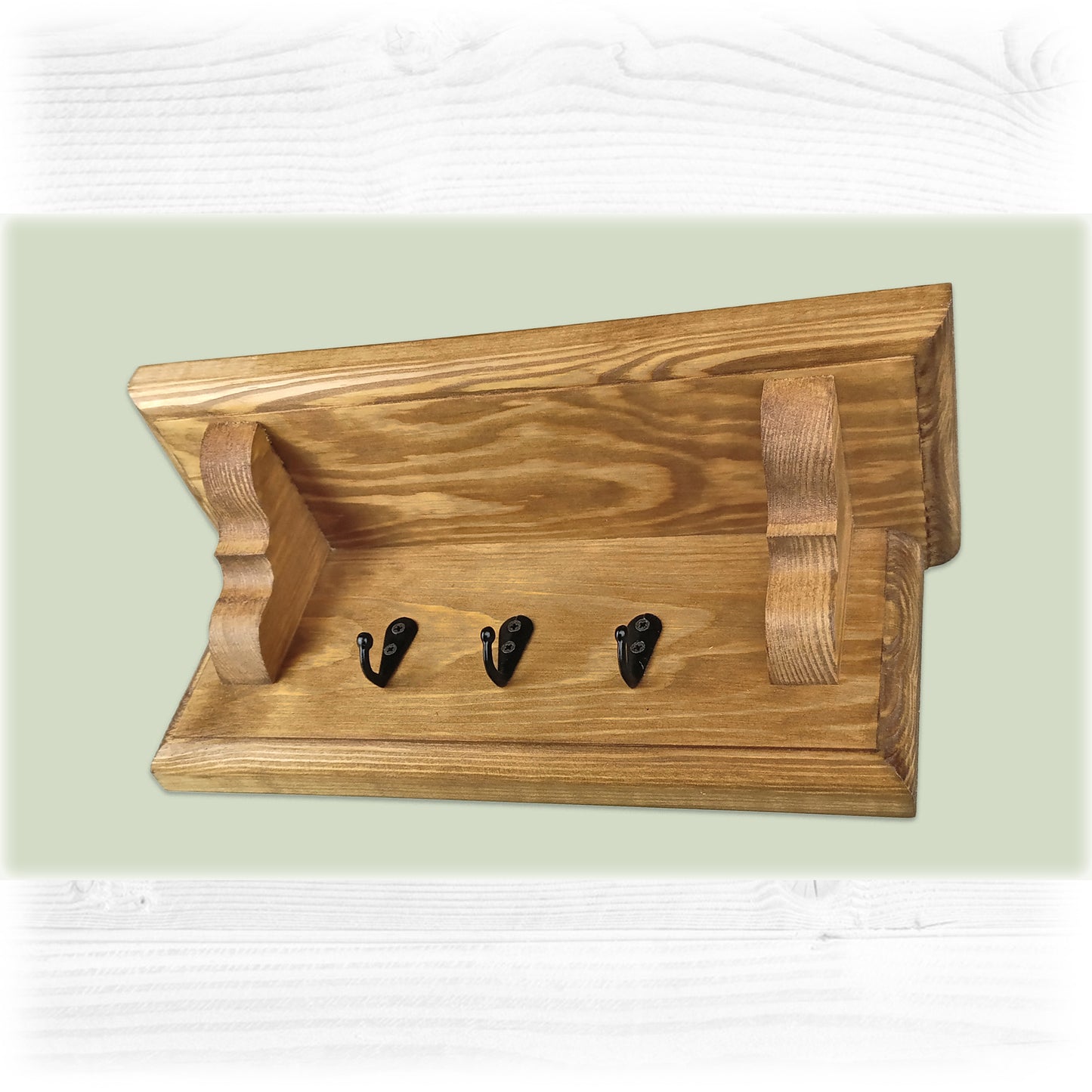Key Rack with Shelf and Hidden Fixings in an Oak Stain and Oiled Finish - Made to Order