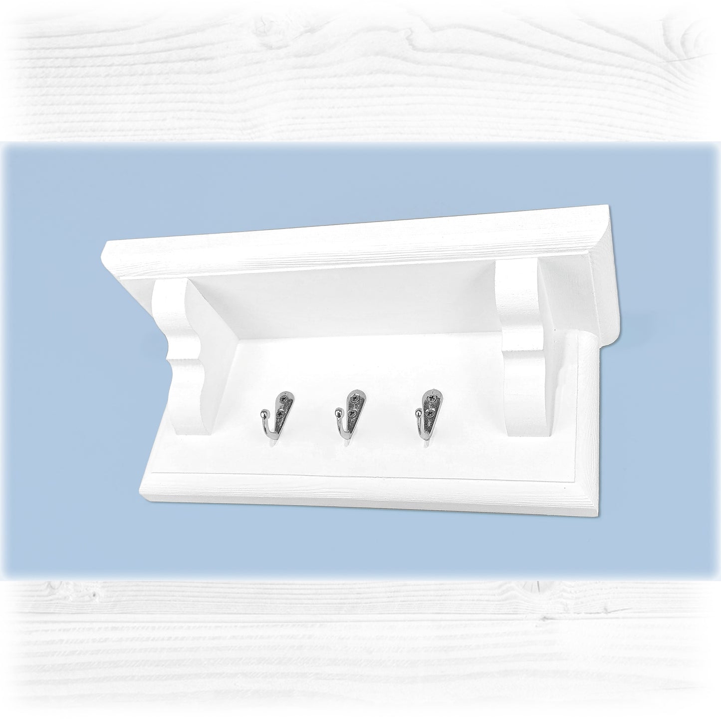 Wooden Key Rack with Shelf and Hidden Fixings - Design 1
