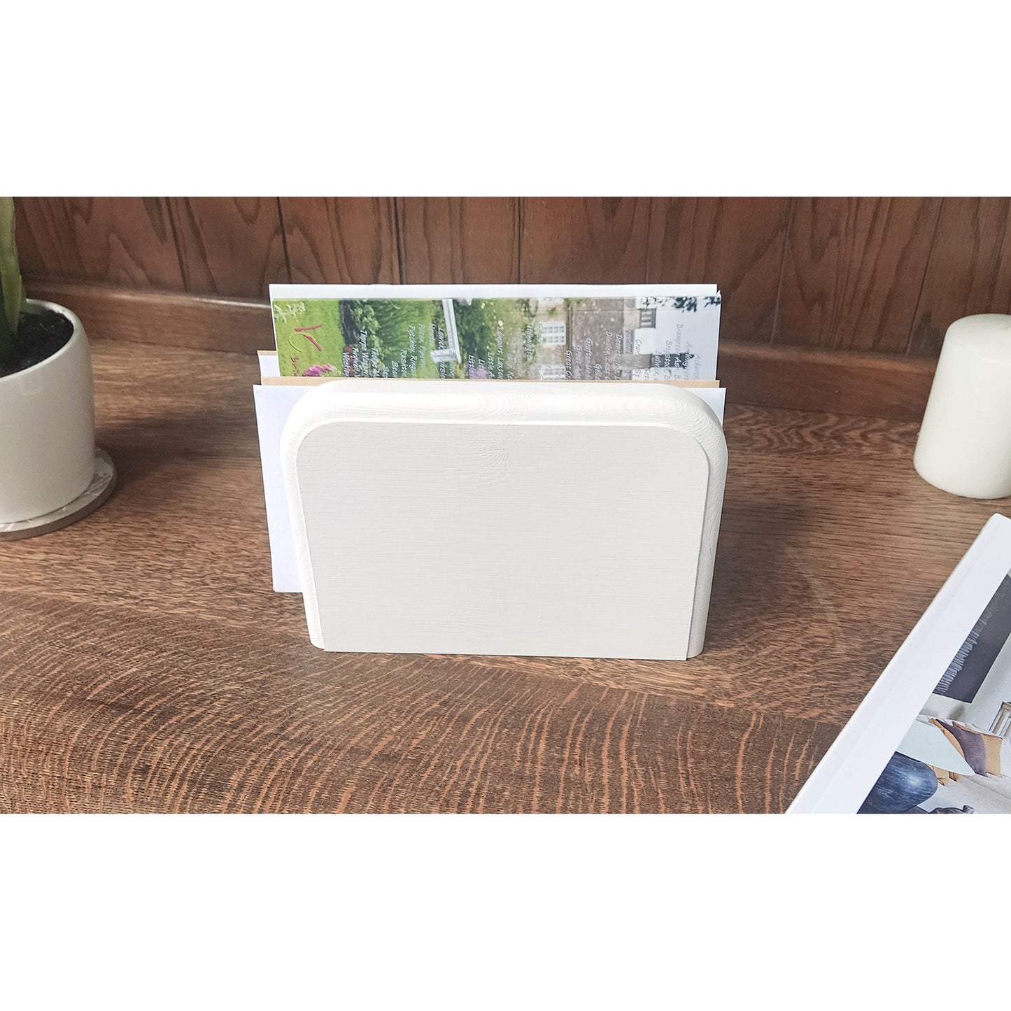 Solid Wooden Letter Holder – White Chalk Paint and Lacquered Finish – Made to Order