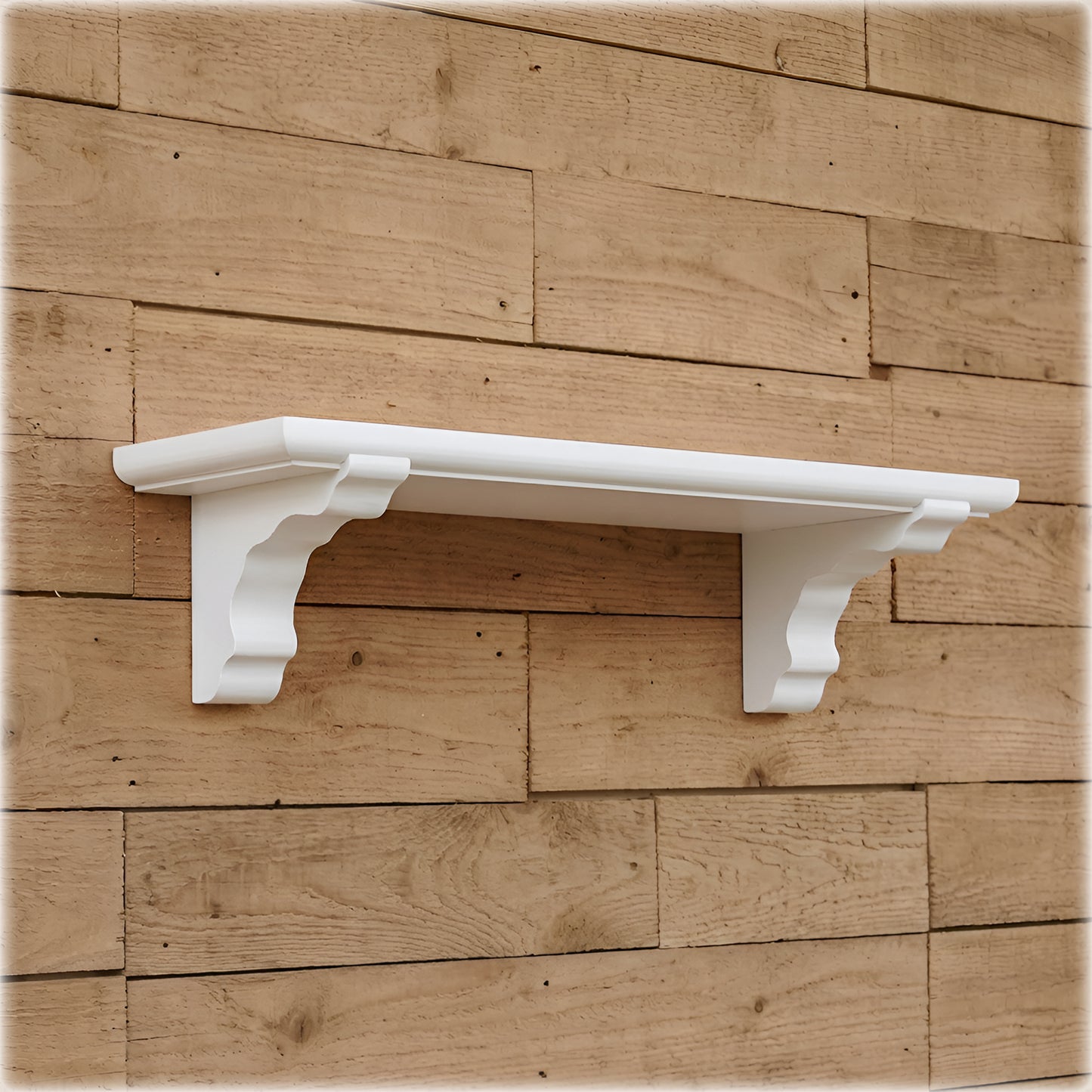 White Wooden Shelf with Classic Support – Handmade Wall Shelf with Hidden Fixings | Made to Order
