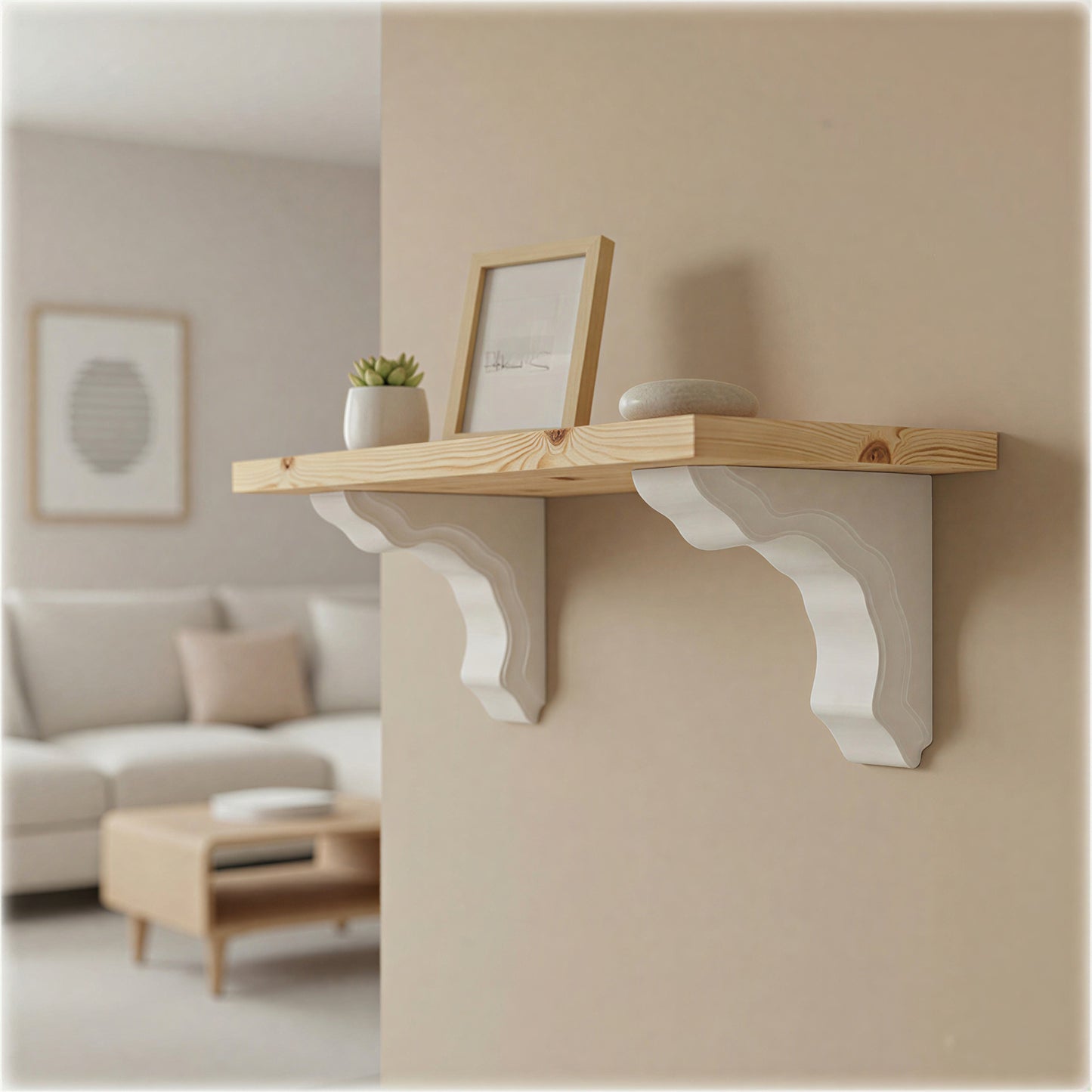 Pair of Handmade Wooden Corbels - Classic Traditional Pine Shelf Brackets | In Stock