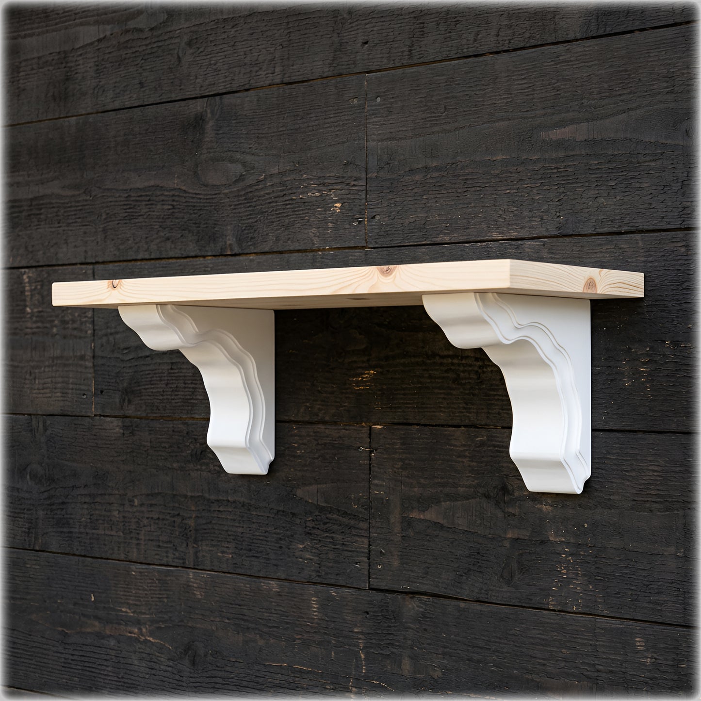 Pair of Handmade Wooden Corbels - Traditional & Scroll Pine Shelf Brackets with Hidden Fixings | Made to Order