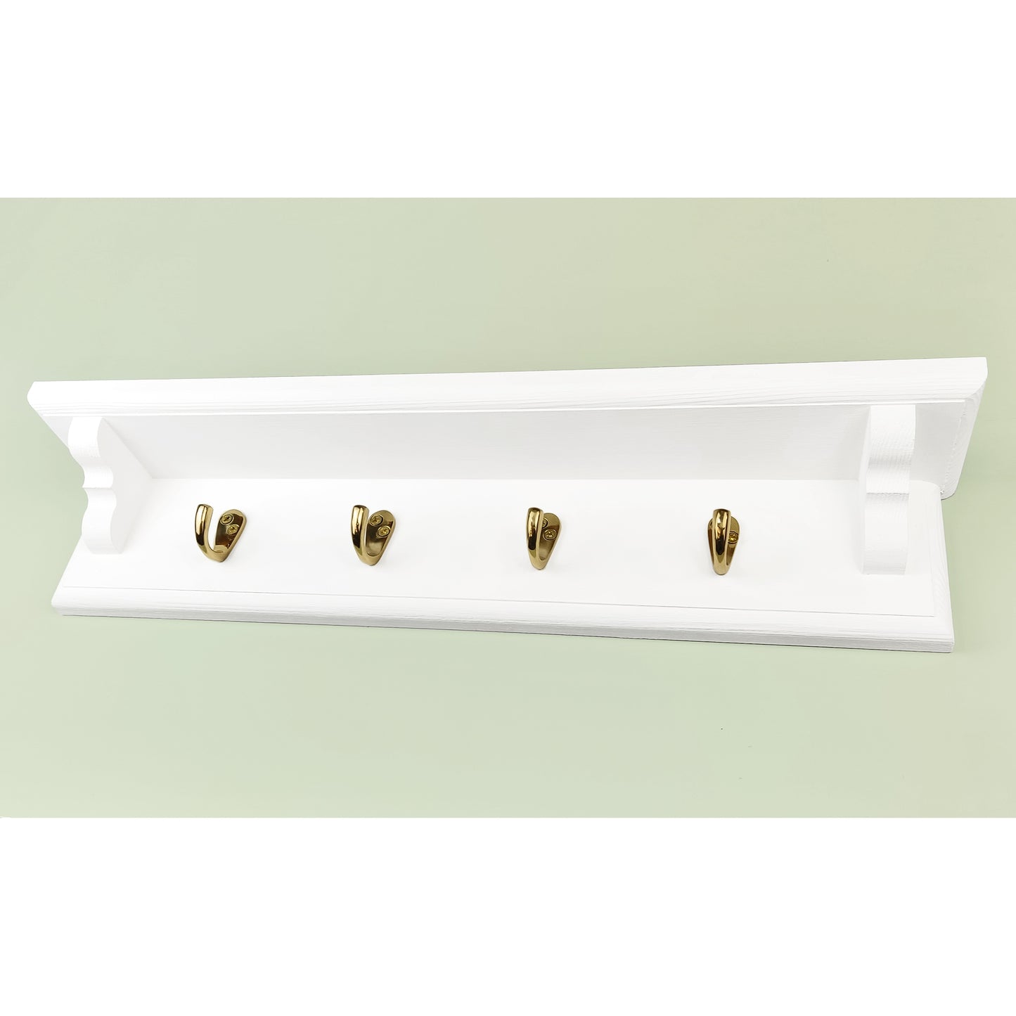 Coat Rack in White with Shelf and Brass / Satin Chrome / Polished Copper Hooks