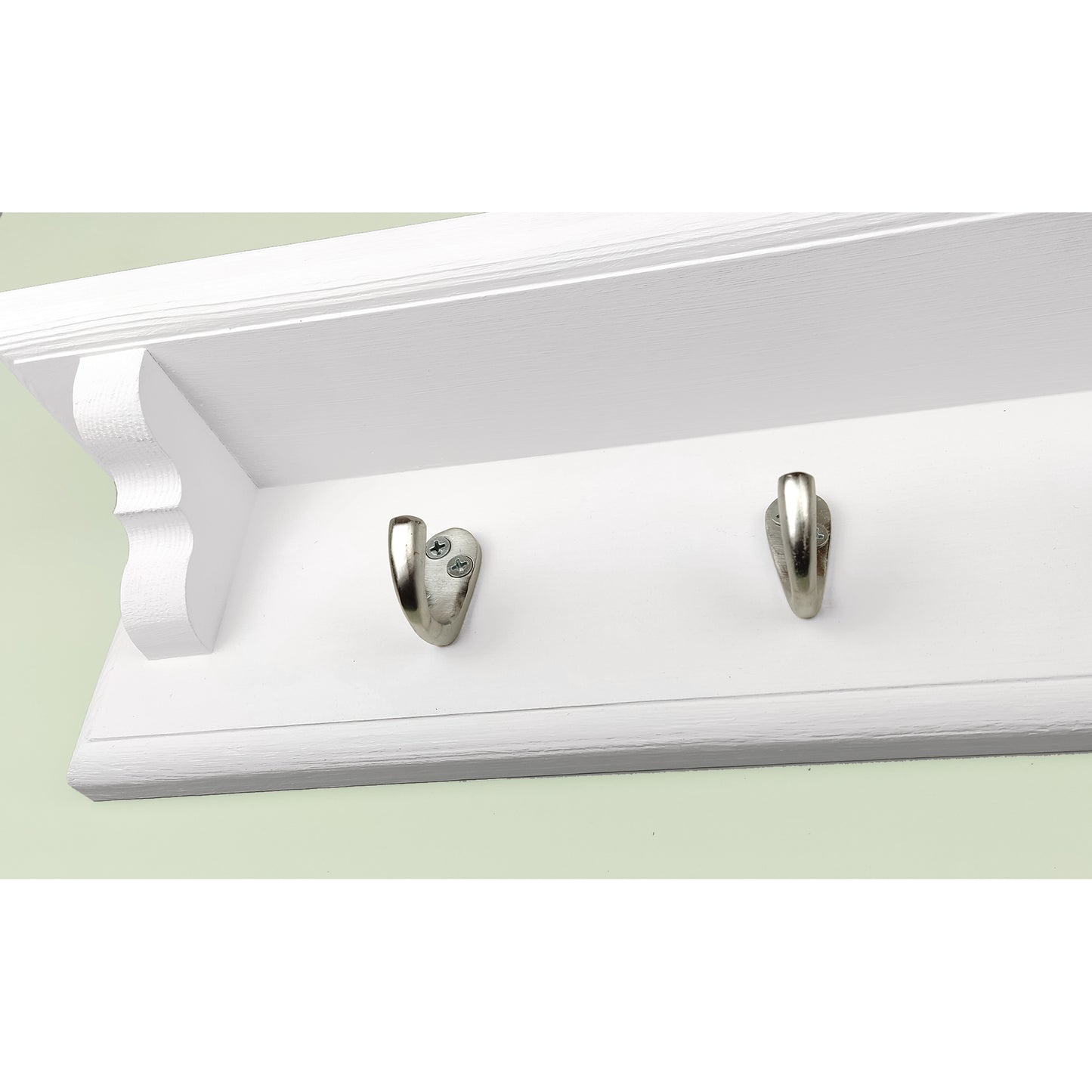 Floating Coat Rack in White with Shelf and Brass / Satin Chrome / Polished Copper Hooks with Hidden Fixings - Made To Order