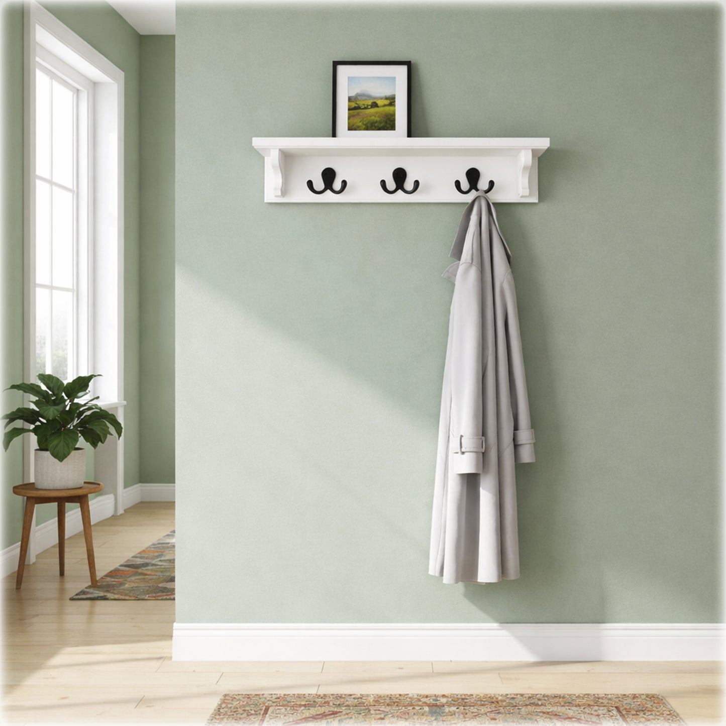 Solid Wooden Coat Rack with Shelf – Choice of Hooks & Hidden Fittings | Made to Order