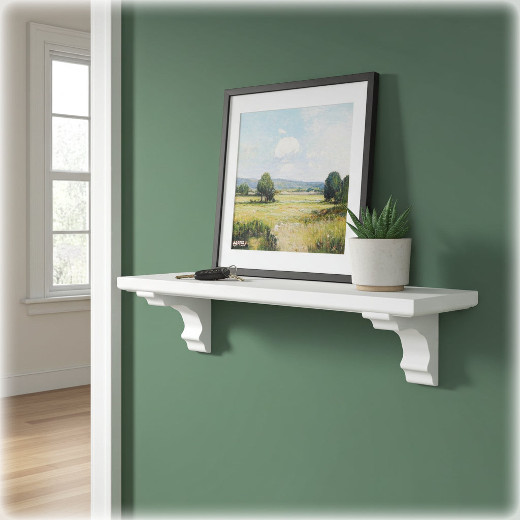 White Floating Wooden Shelf – Handmade Wall Shelf with Hidden Fixings | Made to Order