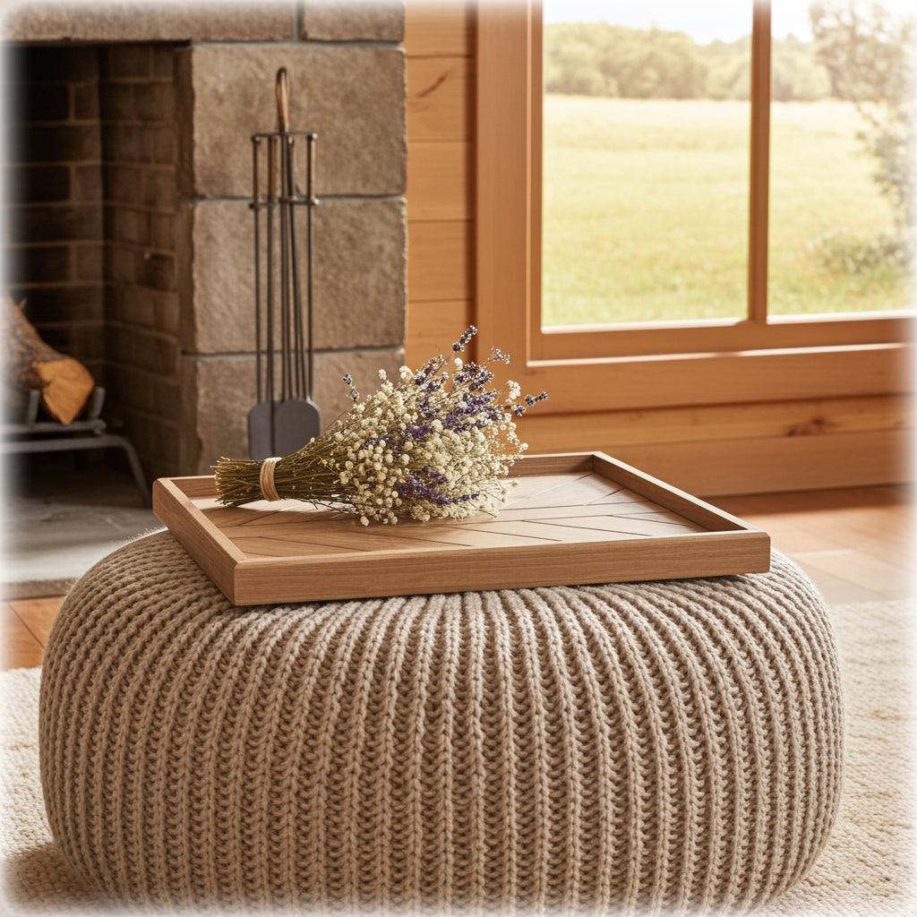 Handmade Ottoman Tray – Solid Pine in Oak Stain with Lacquer Finish | Stock Item