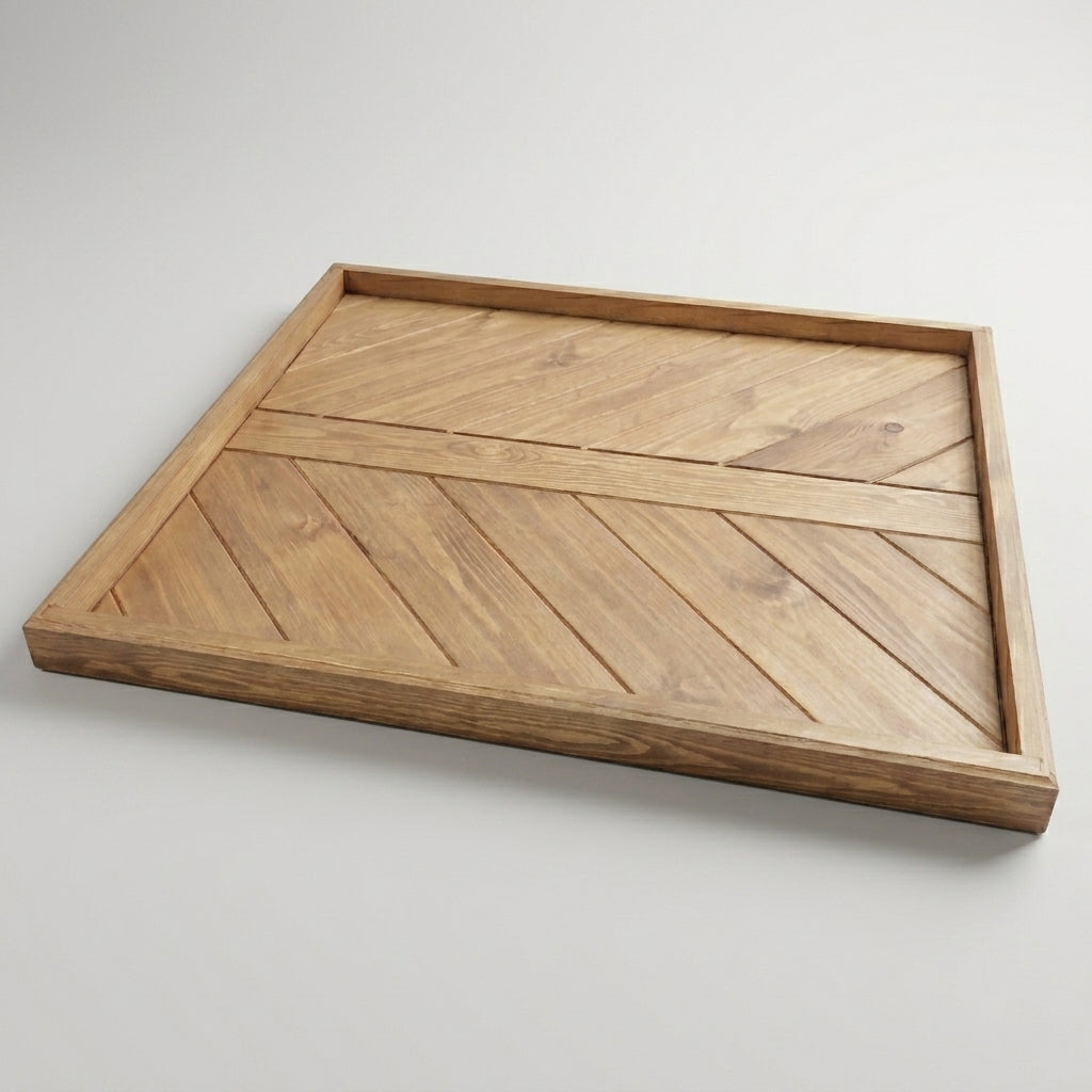 Handmade Ottoman Tray – Solid Pine in Oak Stain with Lacquer Finish | Stock Item