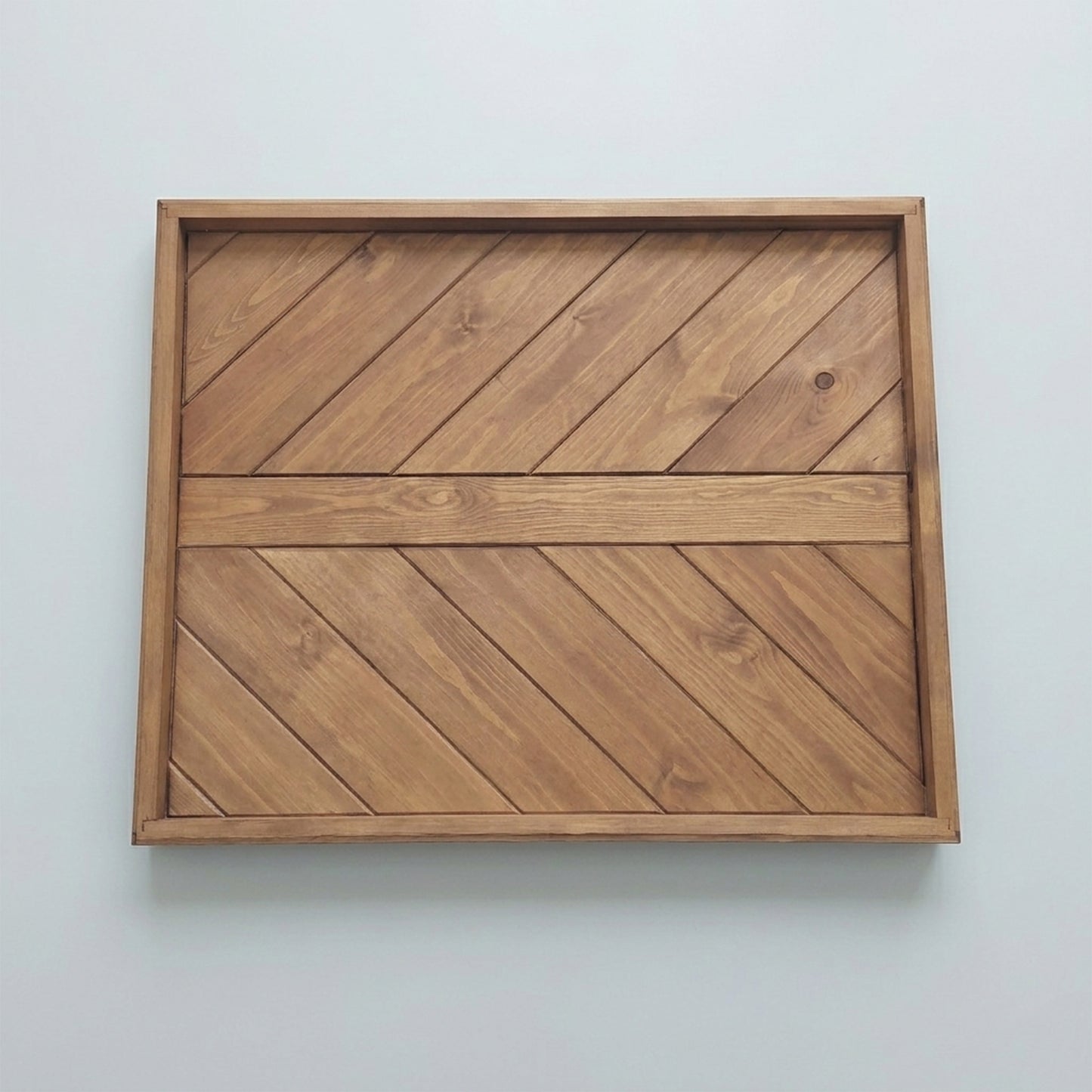Handmade Ottoman Tray – Solid Pine in Oak Stain with Lacquer Finish | Stock Item