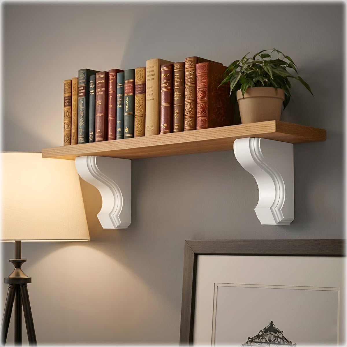 Pair of Handmade Wooden Corbels - Heritage Scroll Pine Shelf Brackets | In Stock
