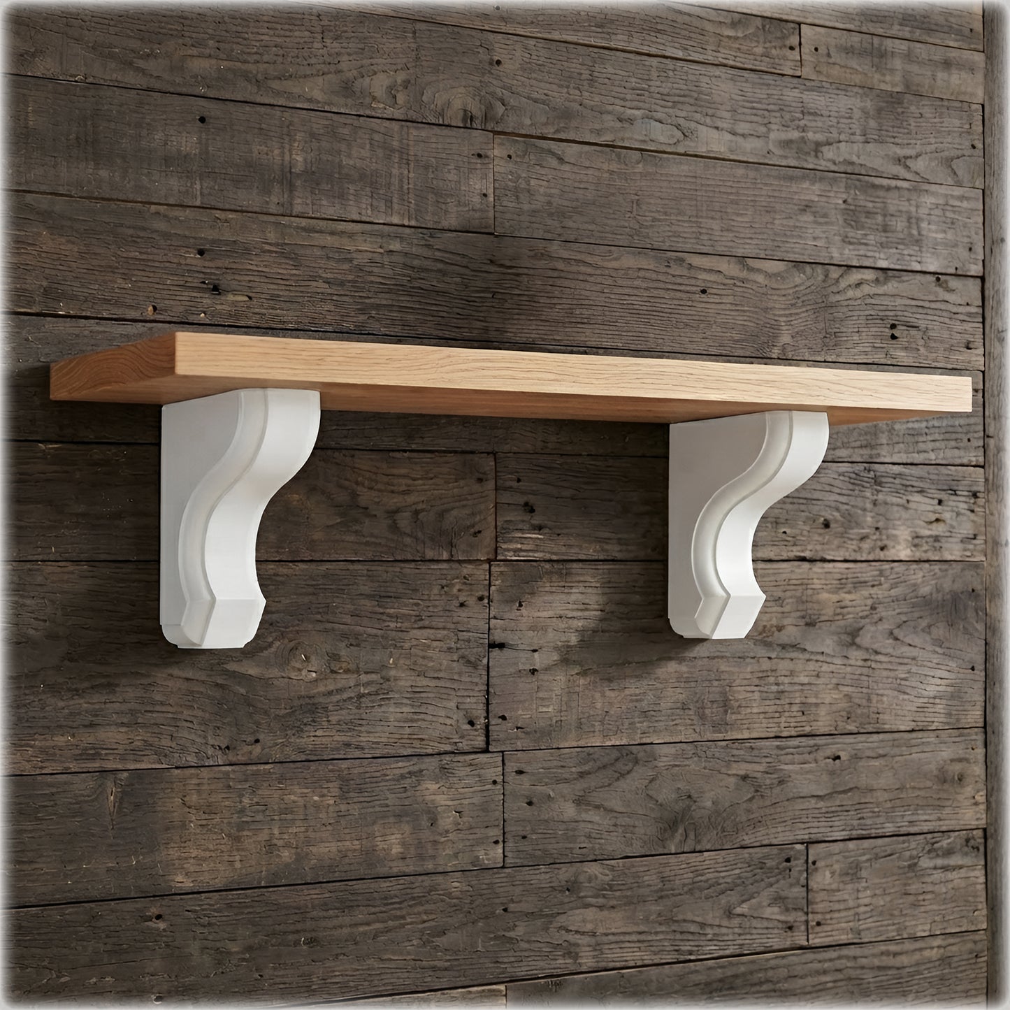 Pair of Handmade Wooden Corbels - Traditional & Scroll Pine Shelf Brackets with Hidden Fixings | Made to Order