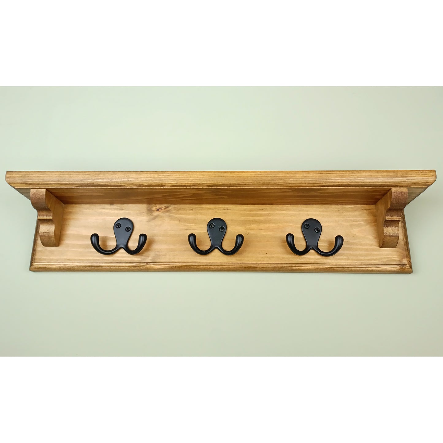 Solid Wooden Coat Rack With Shelf, Double Hooks and Hidden Fittings - Made to Order