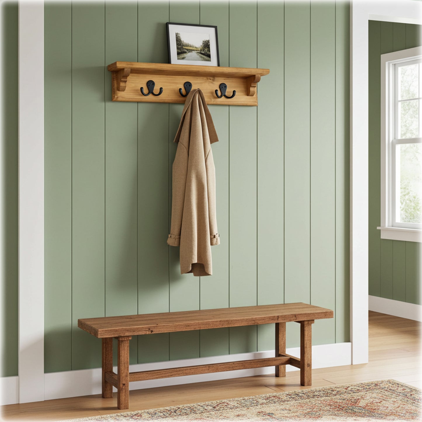 Handmade Wooden Coat Rack with Shelf – Choice of Hooks & Hidden Fittings | Made to Order