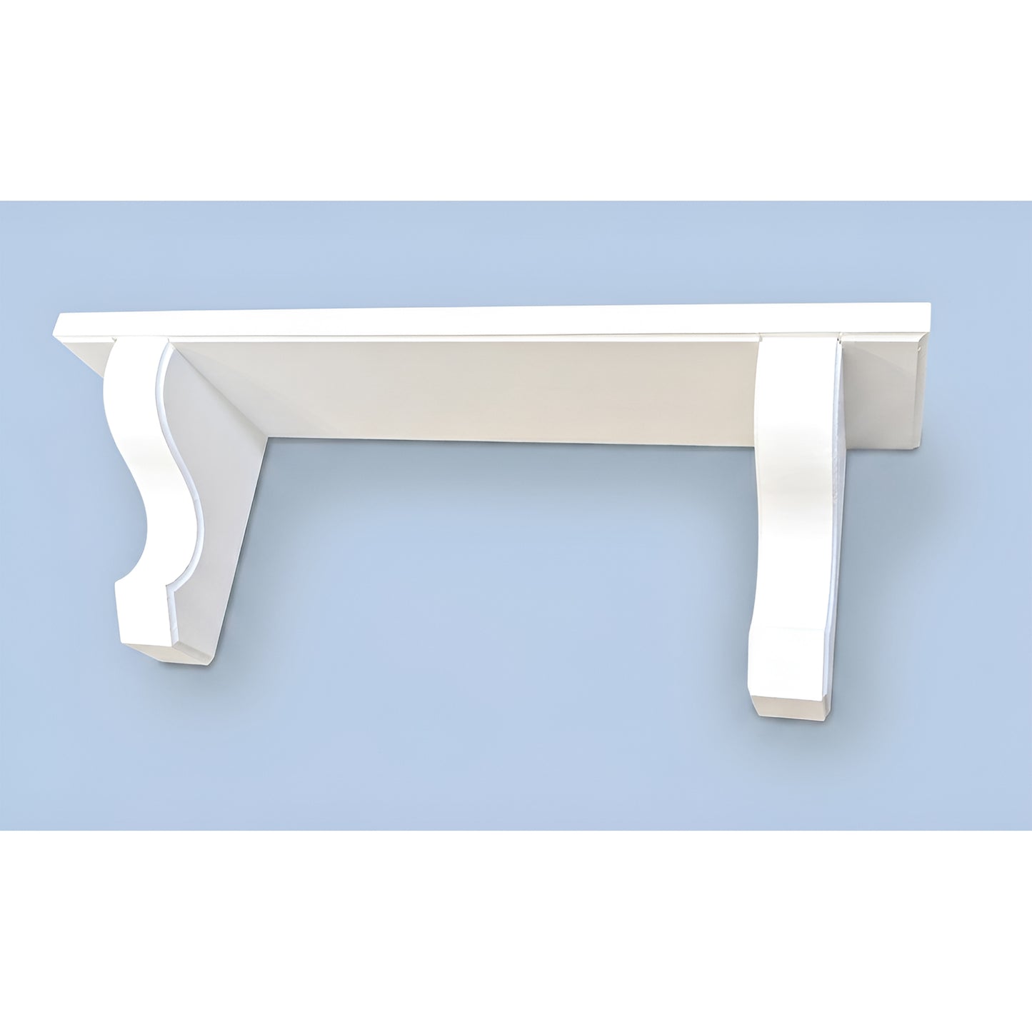 White Wooden Shelf with Scroll Corbels – Handmade Wall Shelf with Hidden Fixings | Made to Order