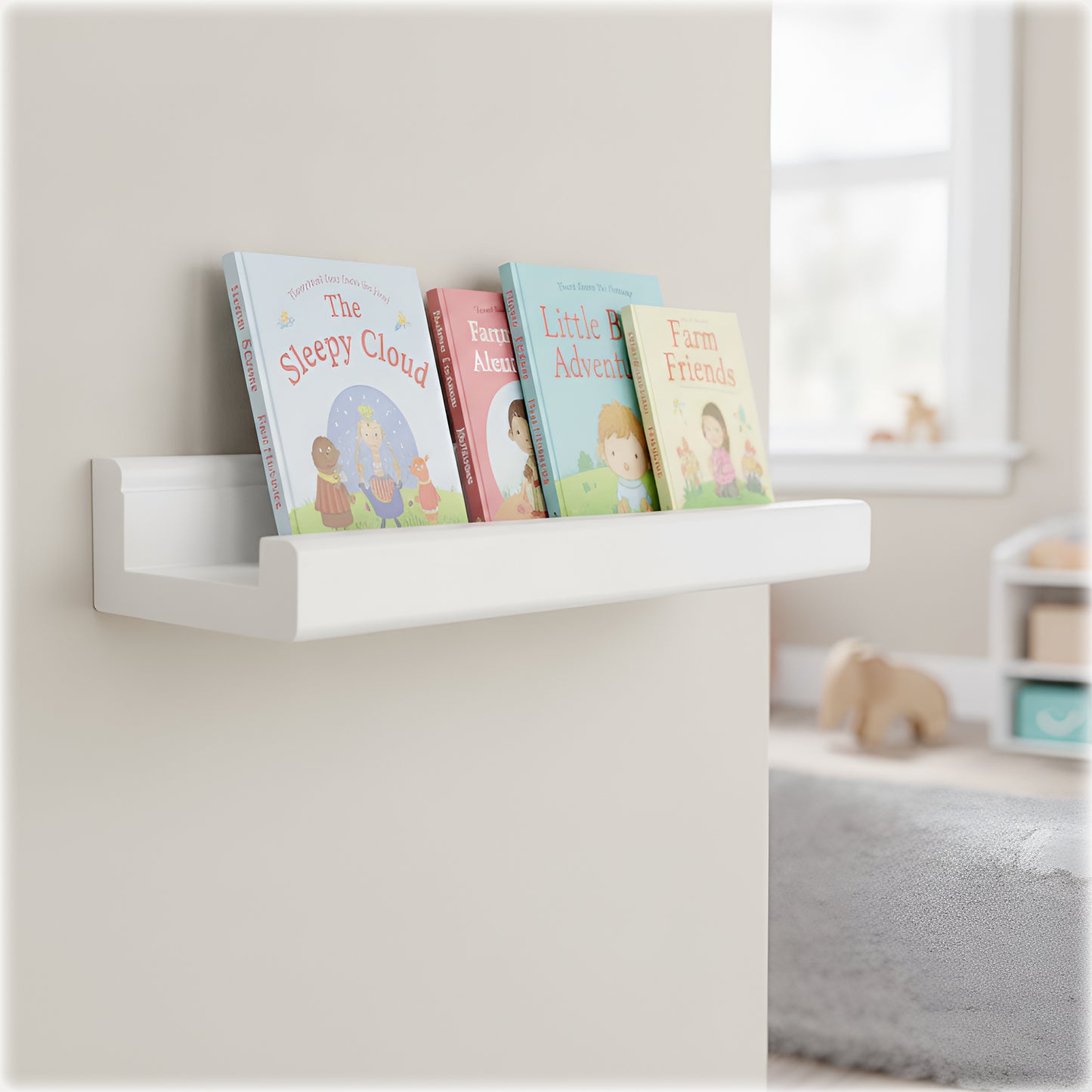 White Picture Ledge Shelf | Floating Wall Shelf with Front Lip | Handmade Wooden Display Shelf | Made to Order