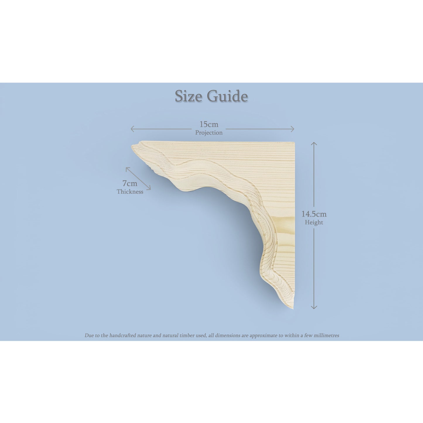 Pair of Handmade Wooden Corbels – Pine Shelf Brackets with Hidden Fixings | Made to Order