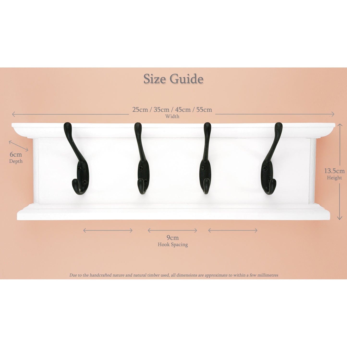 Routed Wooden Coat Rack in White with Hidden Fixings – Handmade Wall Rack | Made to Order