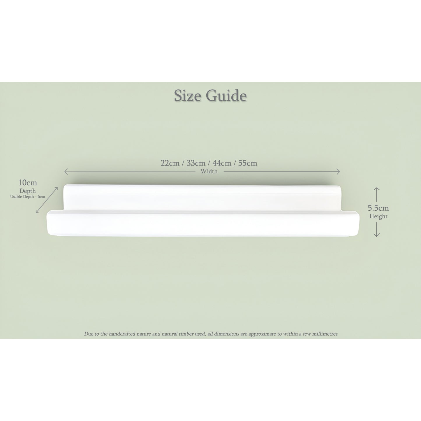 White Picture Ledge Shelf | Floating Wall Shelf with Front Lip | Handmade Wooden Display Shelf | Made to Order