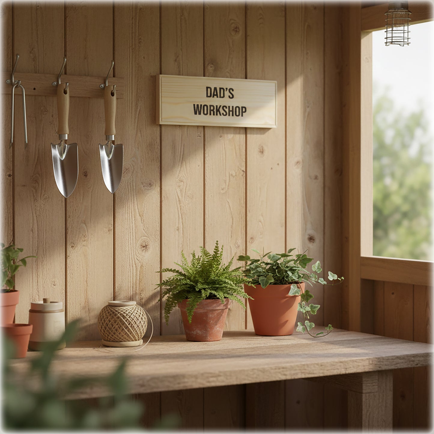 Rustic Workshop Sign for Dad | Floating Wooden Plaque, Father's Day Gift, Man Cave Wall Decor, Solid Wood | Stock