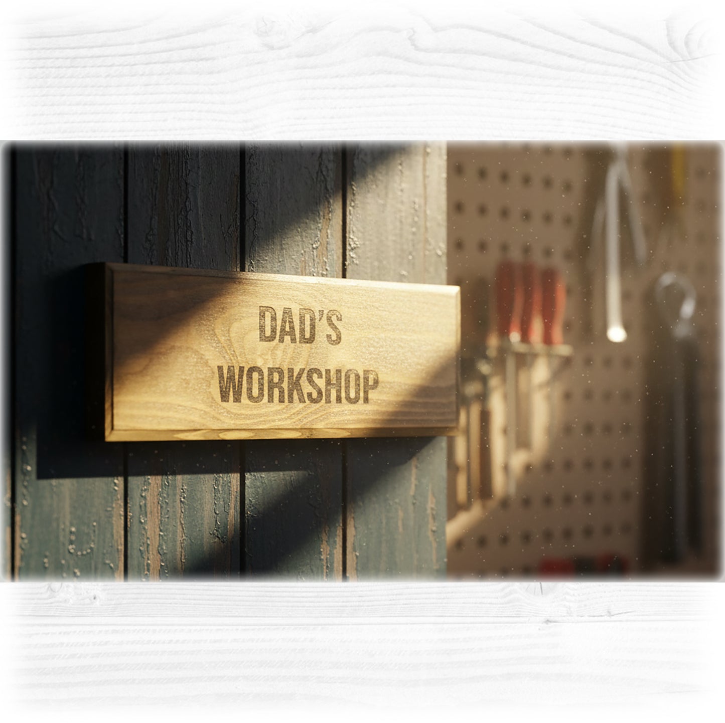 Rustic Workshop Sign for Dad | Floating Wooden Plaque, Father's Day Gift, Man Cave Wall Decor, Solid Wood | Stock