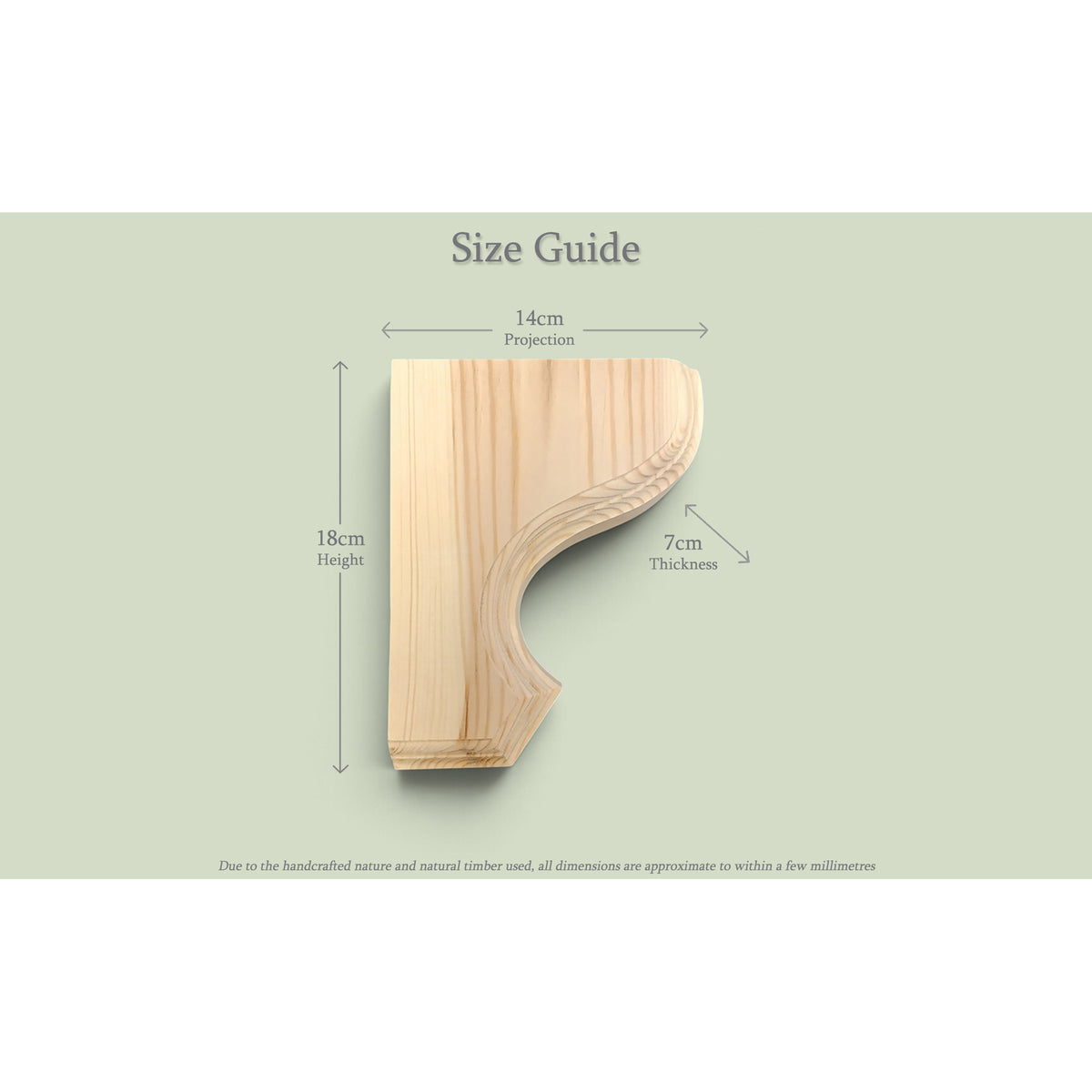 Pair of Handmade Wooden Corbels - Heritage Scroll Pine Shelf Brackets | In Stock