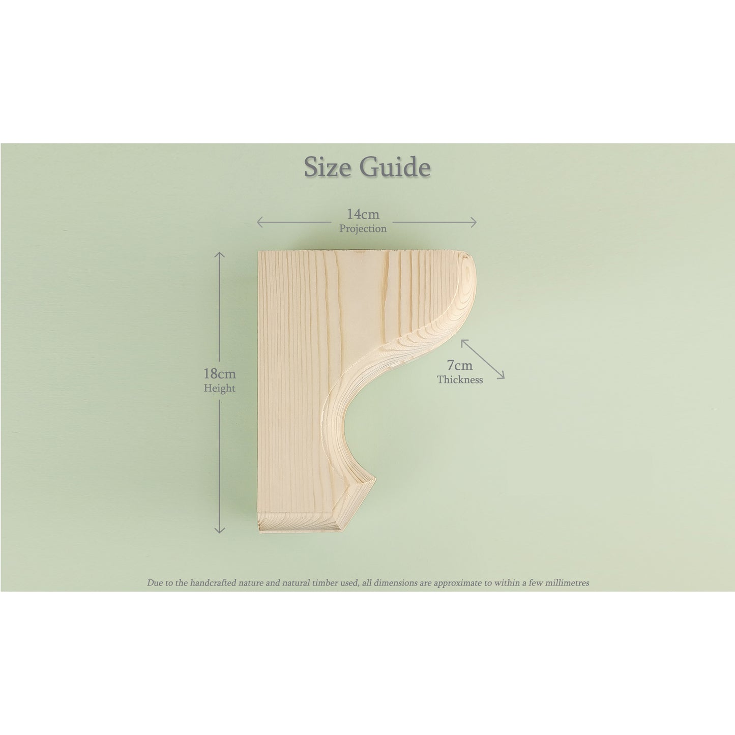 Pair of Scroll-Style Pine Corbels – Solid Wood Shelf Bracket | Stock Item