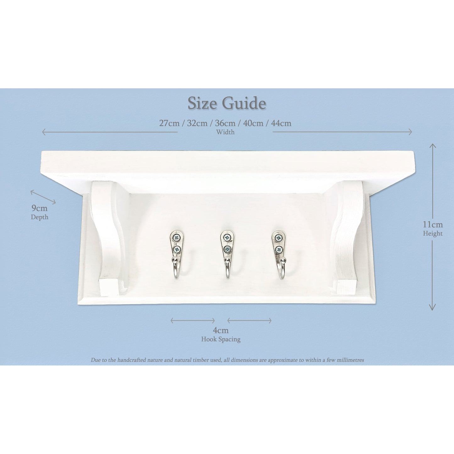 Floating Key Rack with Shelf – Cotton White Finish – Hidden Fixings | Made to Order