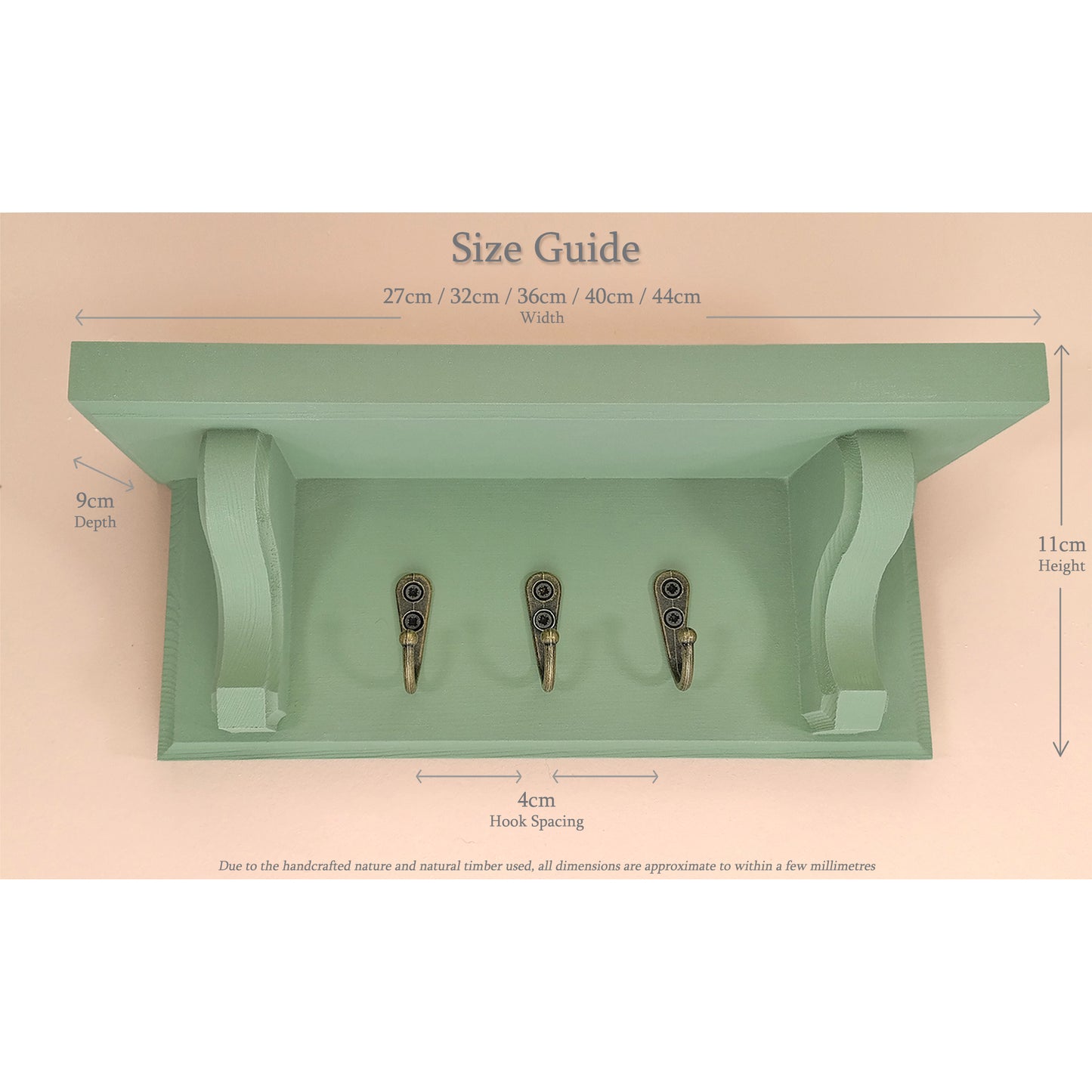 Wooden Key Rack with Ornate Corbels – Key Holder Shelf with Hidden Fixings | Stock Item