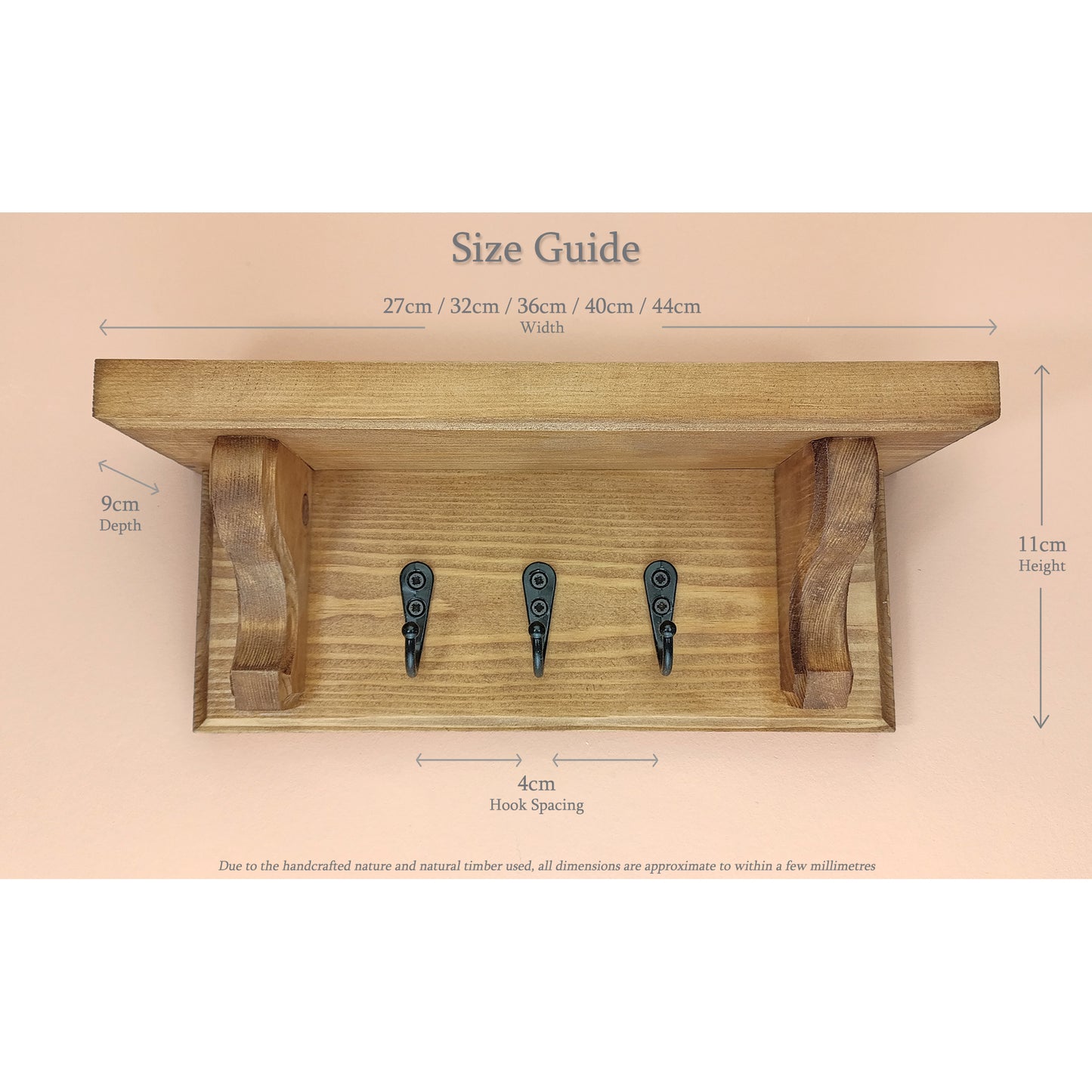 Floating Key Rack with Shelf – Oak Stain Finish – Hidden Fixings | Made to Order