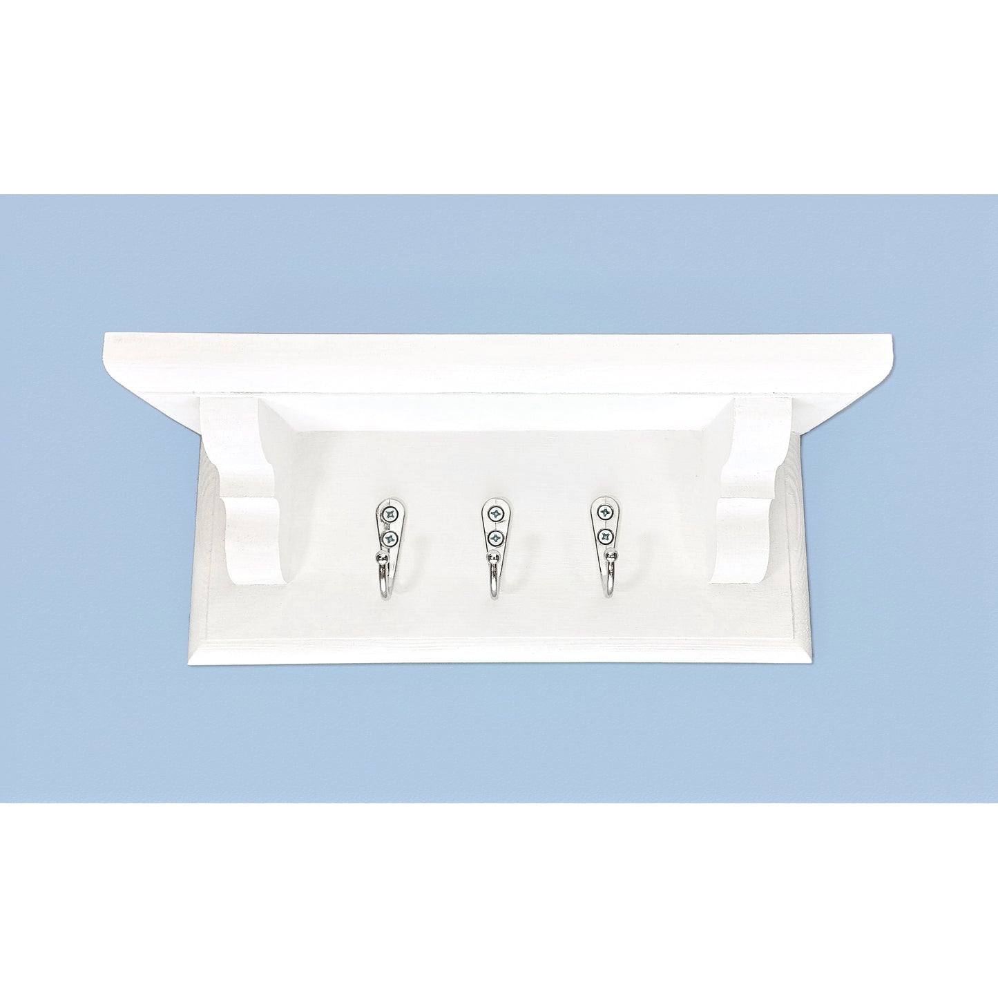 Floating Key Rack with Shelf – White Chalk Painted Wall Organizer | Made to Order