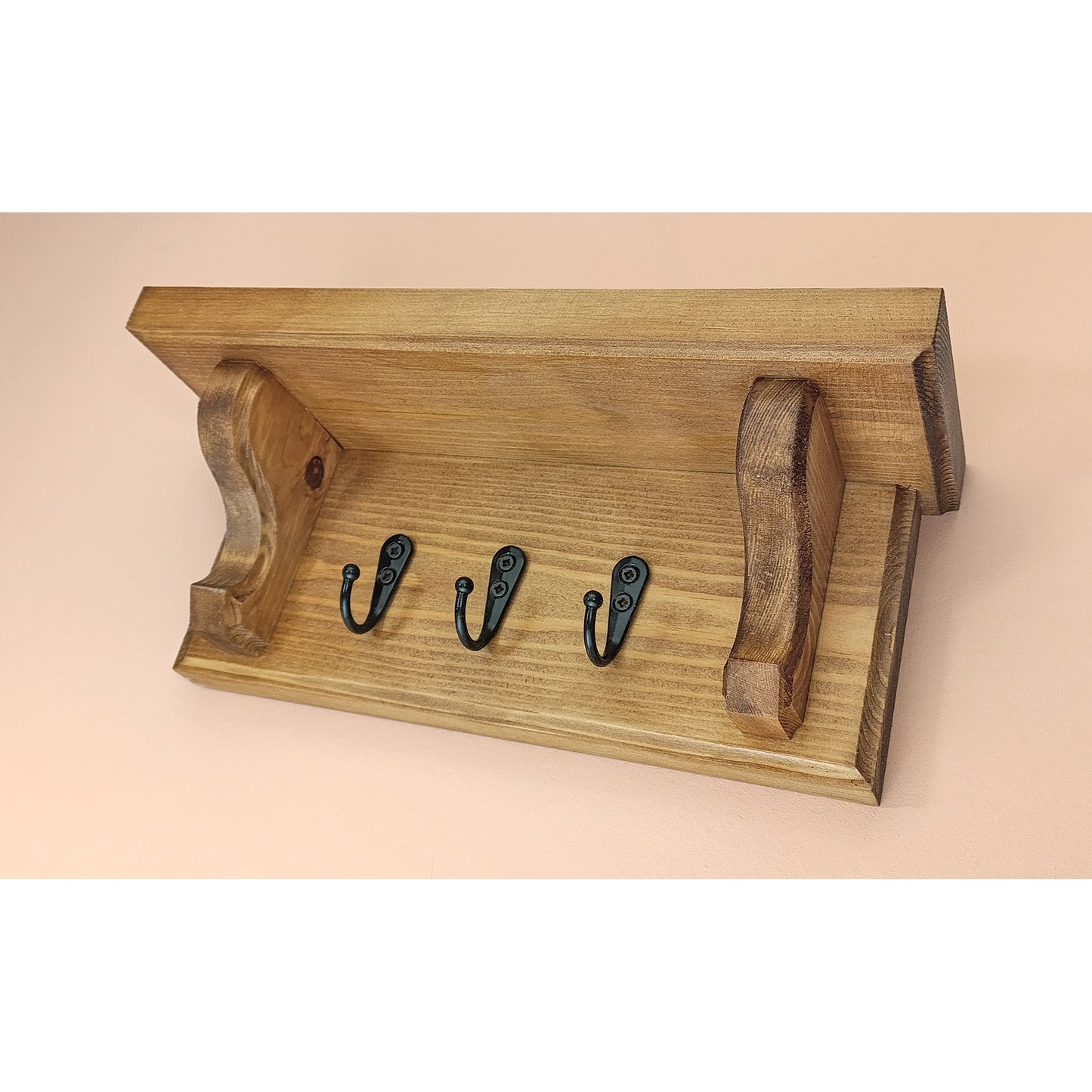 Wooden Key Rack with Shelf – Wall Mounted Key Holder with Hidden Fixings | Stock Item