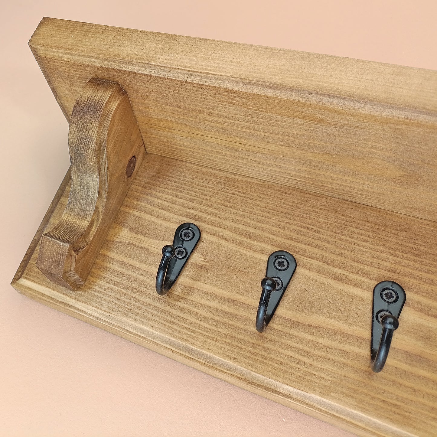 Floating Key Rack with Shelf – Oak Stain Finish – Hidden Fixings | Made to Order