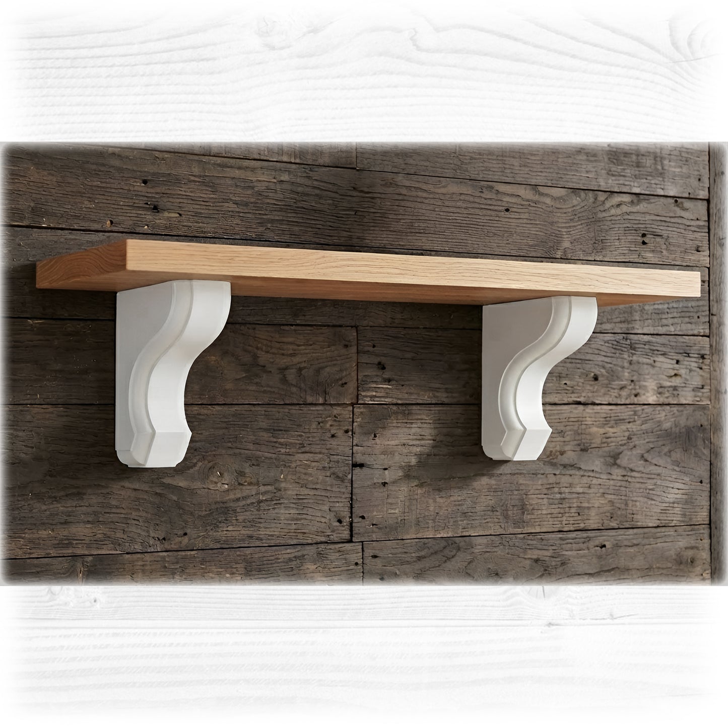 Pair of Handmade Wooden Corbels - Heritage Scroll Pine Shelf Brackets | In Stock
