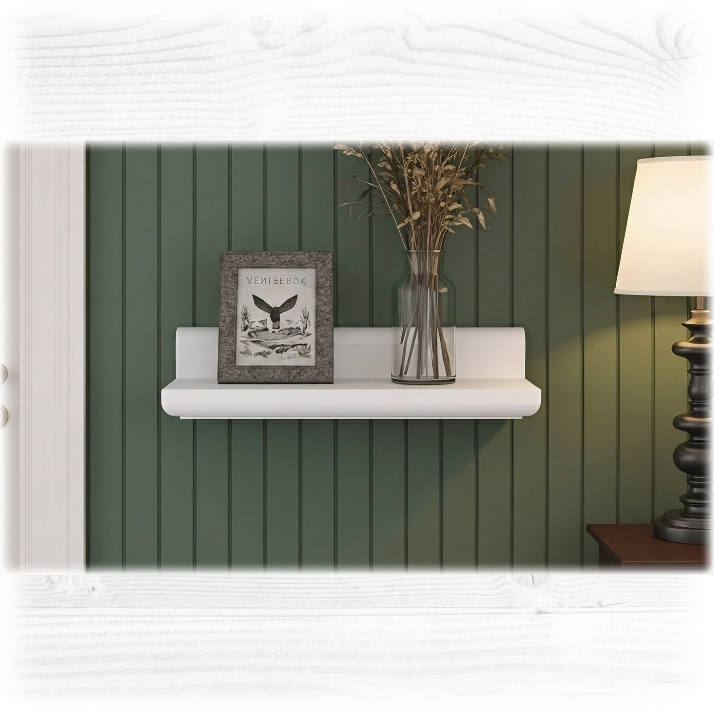 High Backed Wooden Shelf in White – Wall Shelf with Hidden Fixings | Made to Order