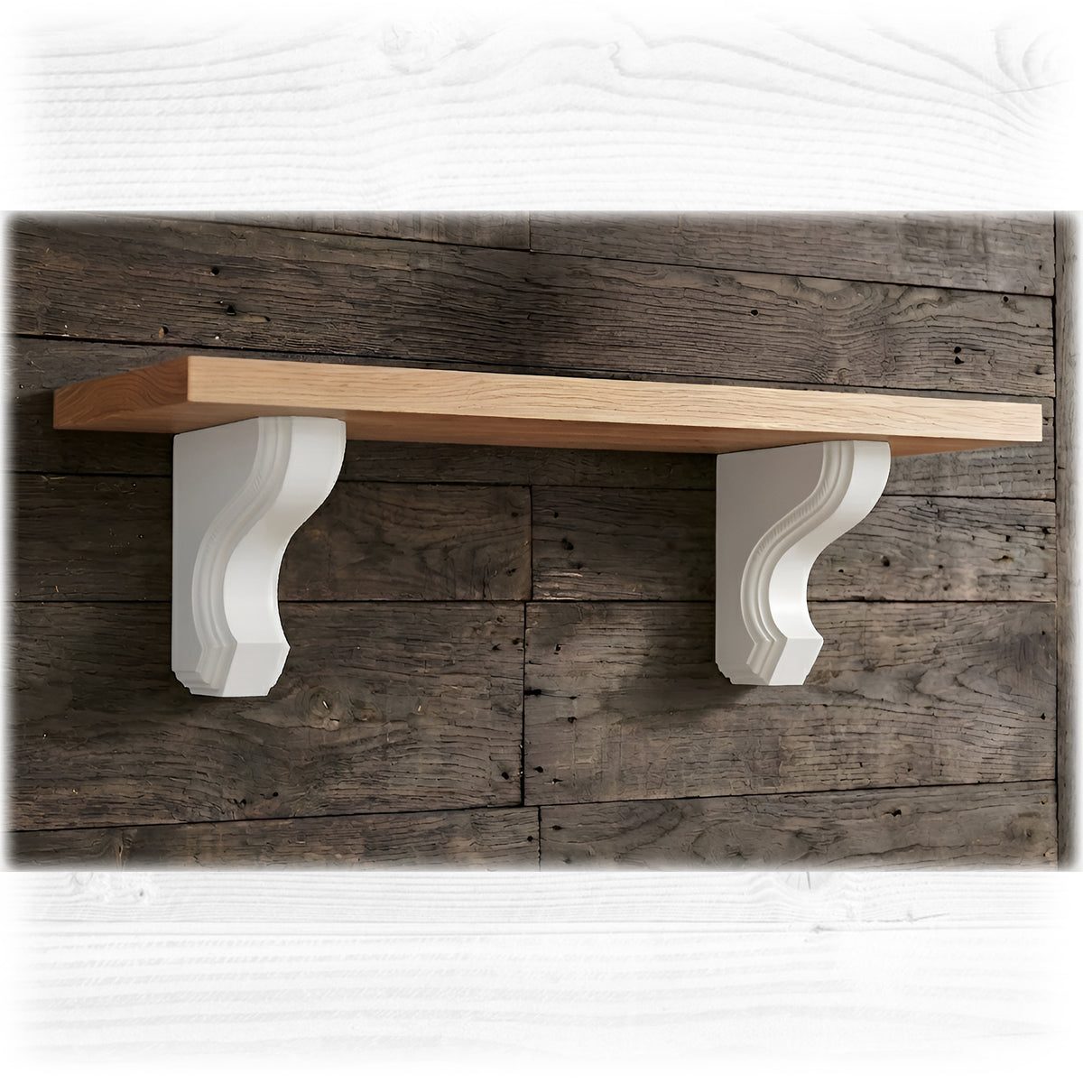 Pair of Handmade Wooden Corbels - Heritage Scroll Pine Shelf Brackets | In Stock